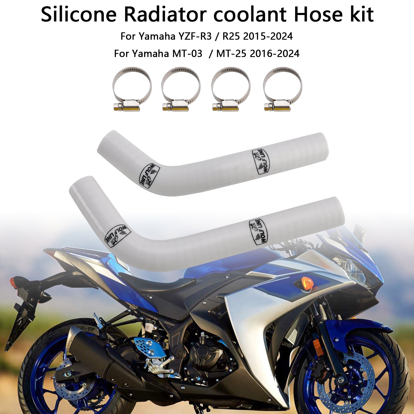 2015-2024 Yamaha MT-03 MT-25 YZF R3 R25 Mangueira de resfriador de radiador de silicone R25