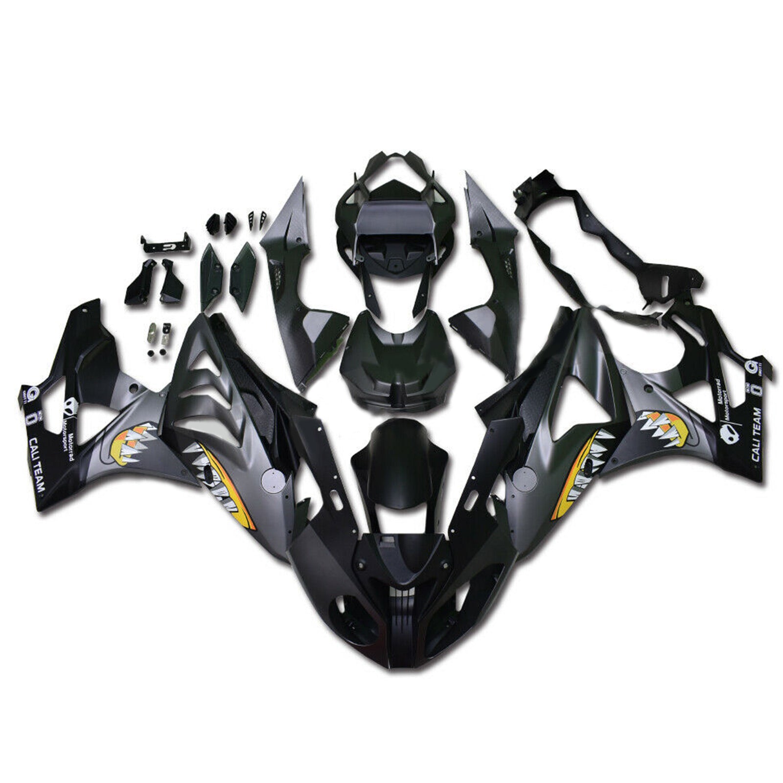 Amotopart 2009-2014 BMW S1000RR Black with Shark Teeth Fairing Kit