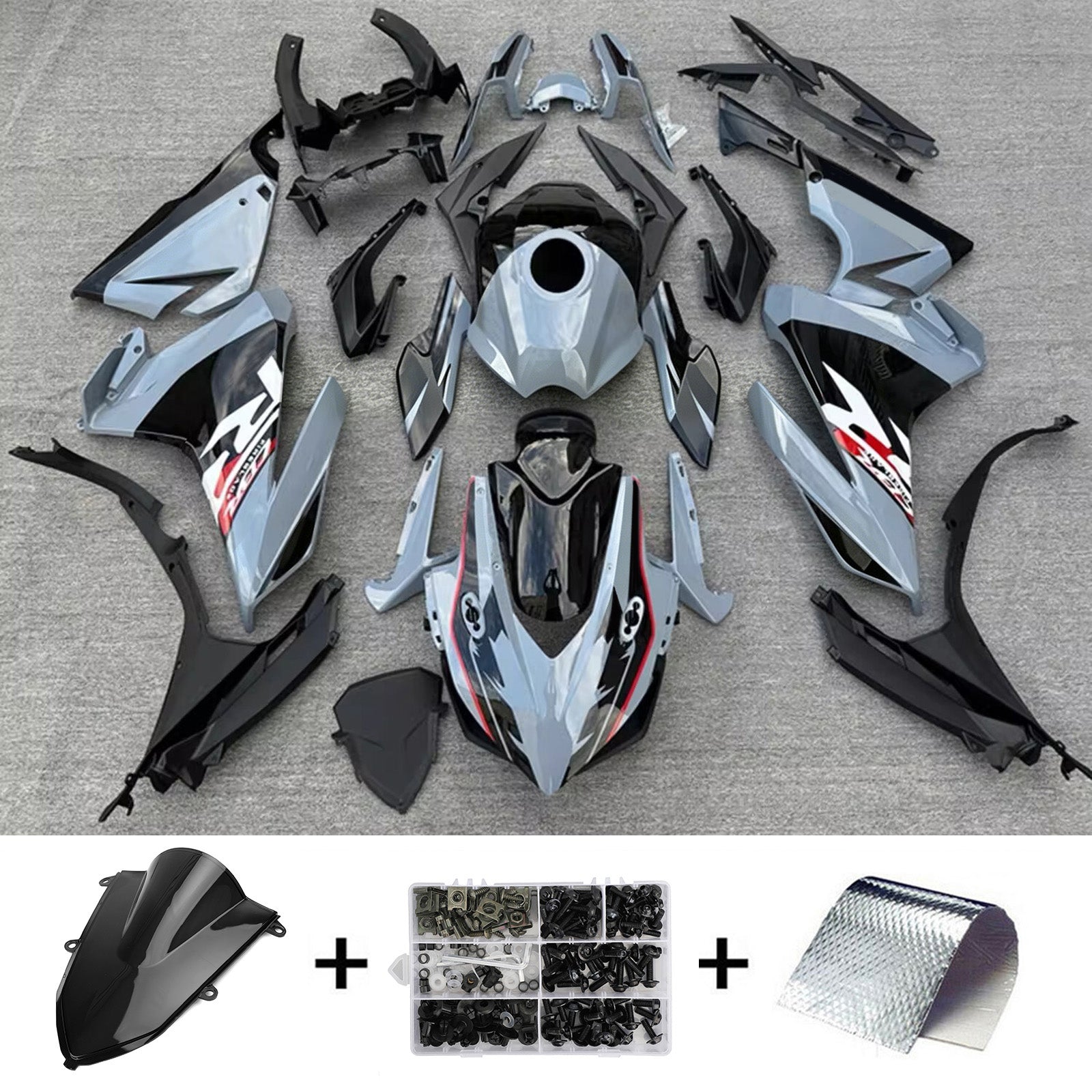 Amotopart 2022-2023 ホンダ CBR500R グレー/ブラック フェアリングキット