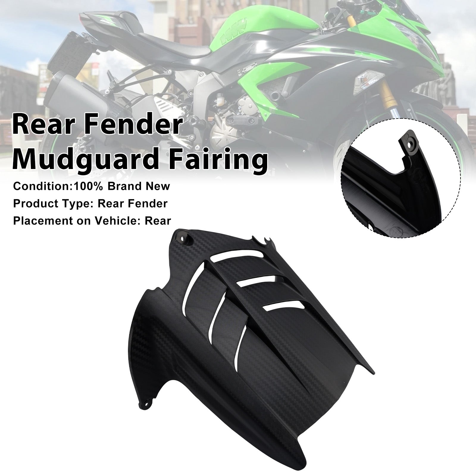 2009-2025 Kawasaki ZX-6R 636 Rear Fender Mudguard Fairing