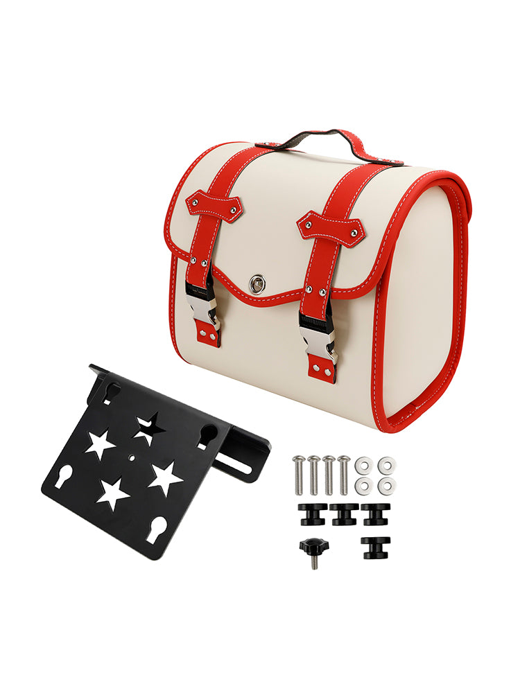 Motorbike Set Of Quick Release Saddlebag W/ Bracket Luggage Storage White