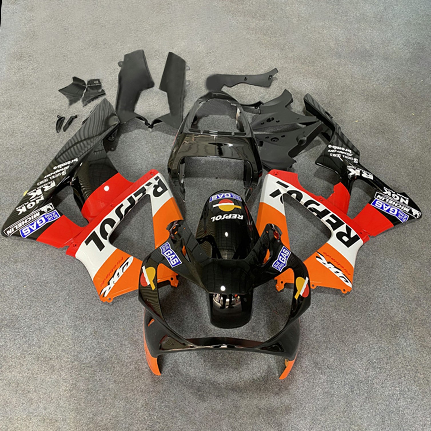 Amotopart 2000-2001 CBR929RR Honda Red & Orange Repjol Facring Kit