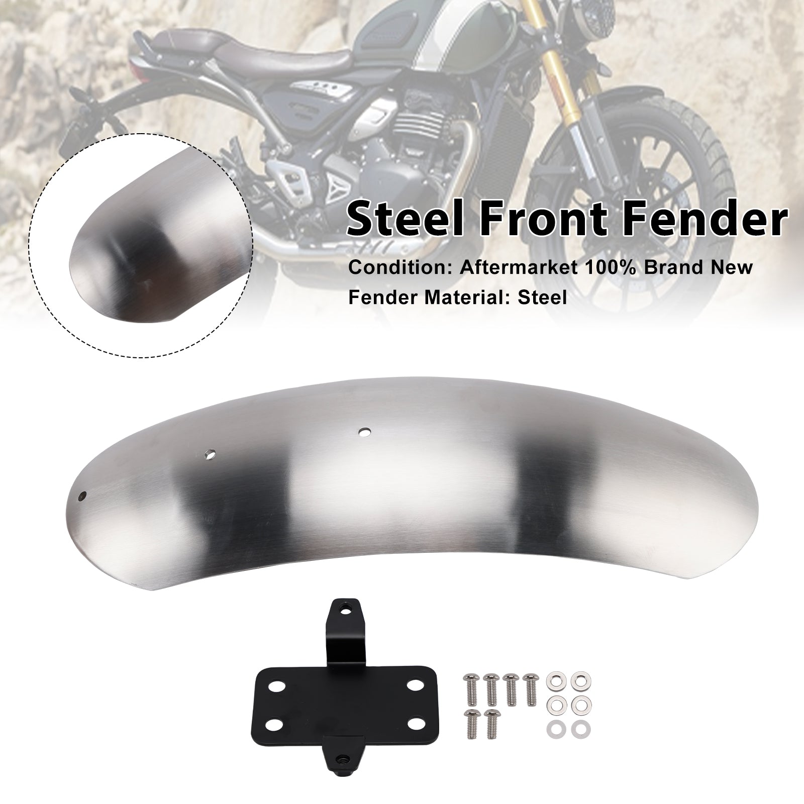 2023-2025 Scrambler 400X Steel Front Fender Mudguard
