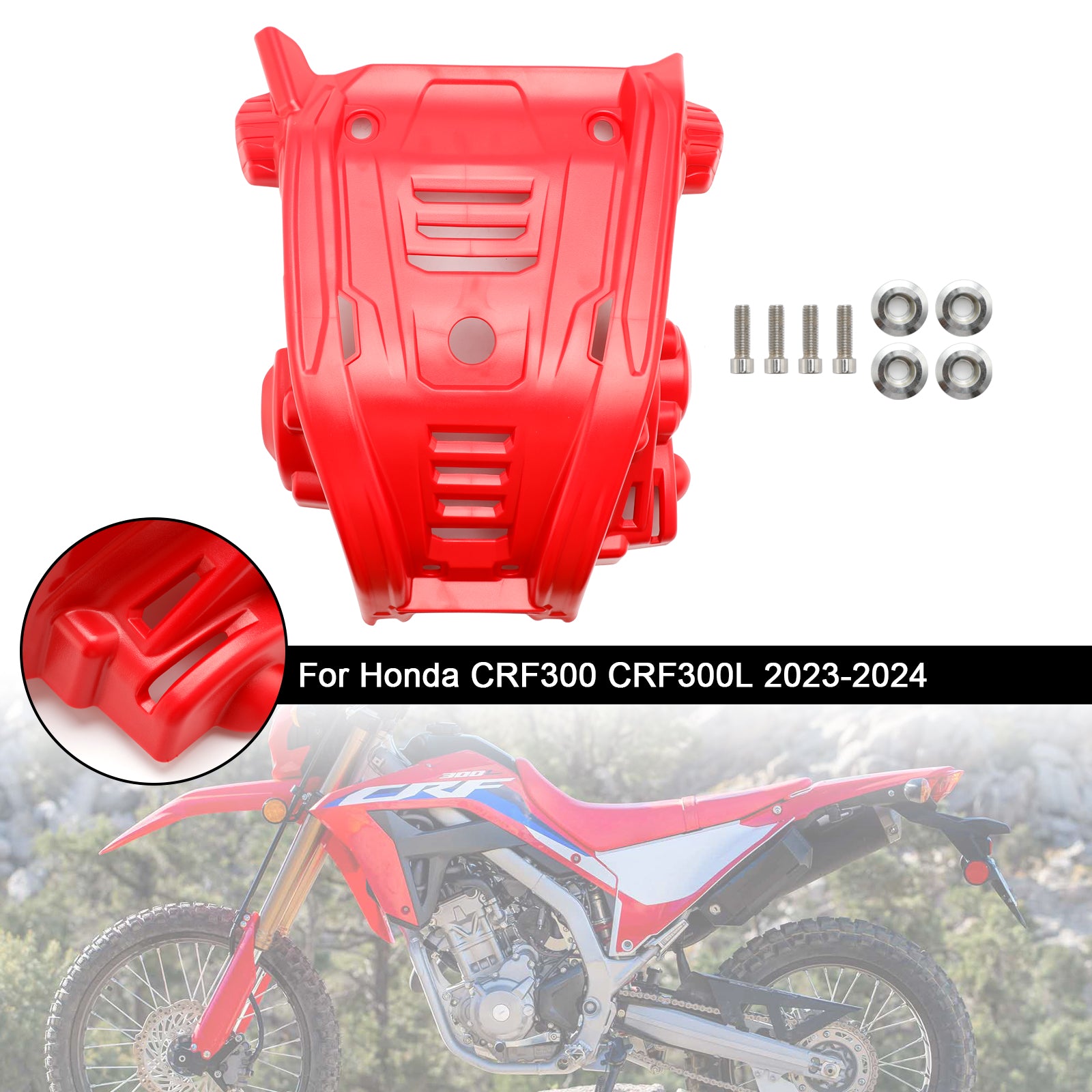 23-24 Honda Crf300 Crf300l Skid Plate Engine Guard Crack Plastic