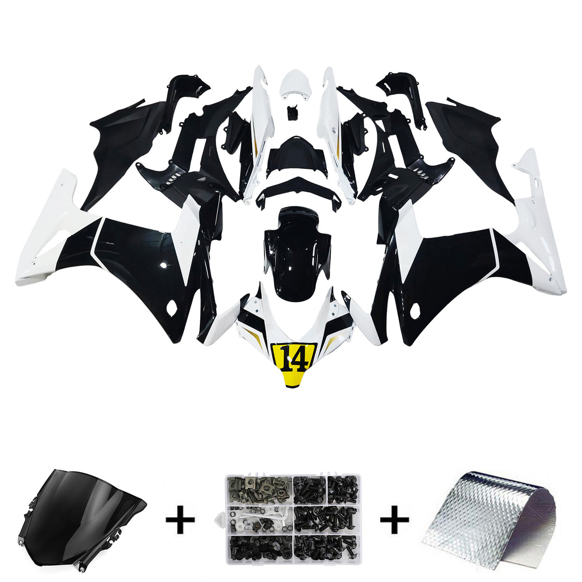 Amotopart 2013-2015 Honda CBR500R Black White Fairing Kit