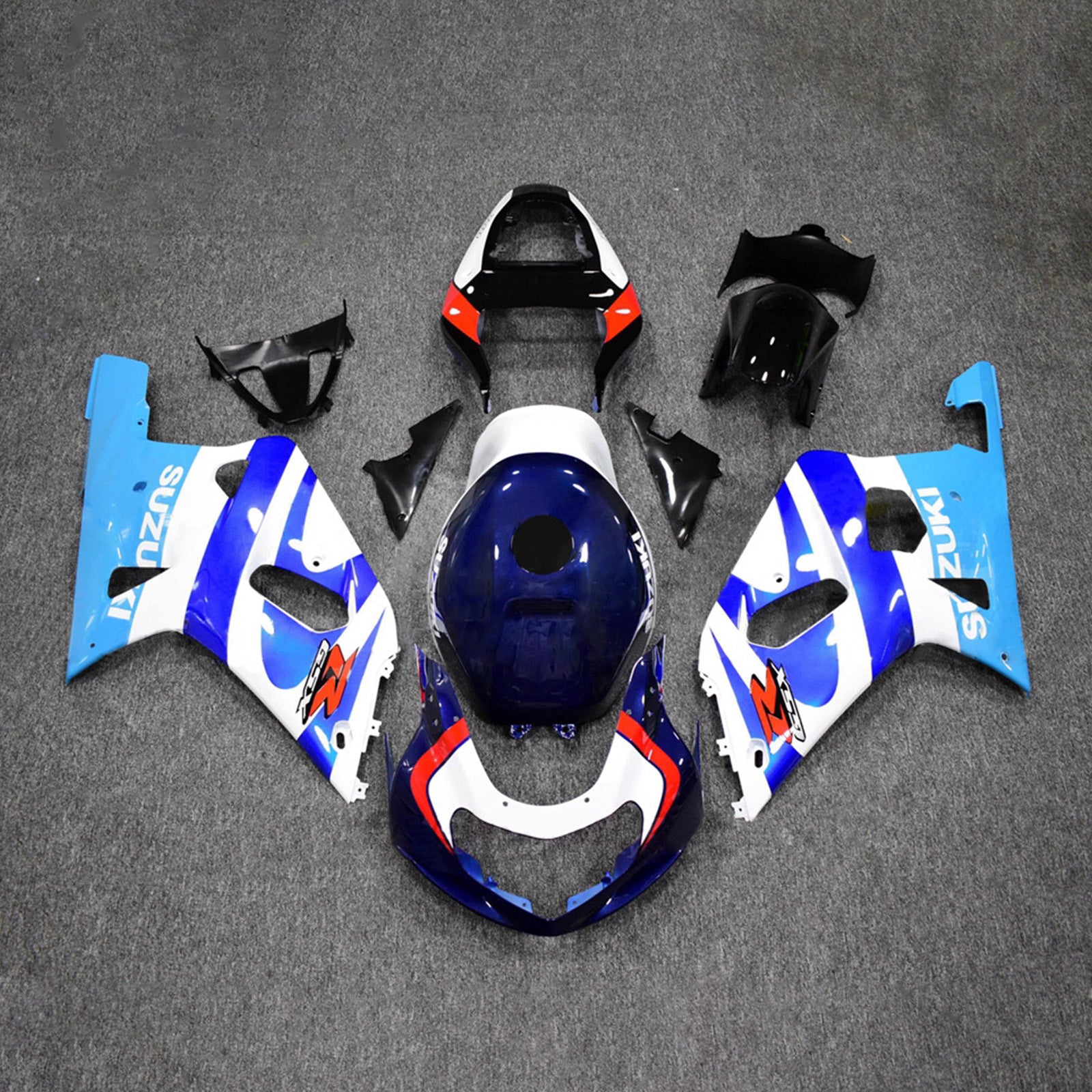 Amotopart Suzuki 2001-2003 GSXR 600 2000-2003 GSXR 750 Blue White Red Fairing Kit
