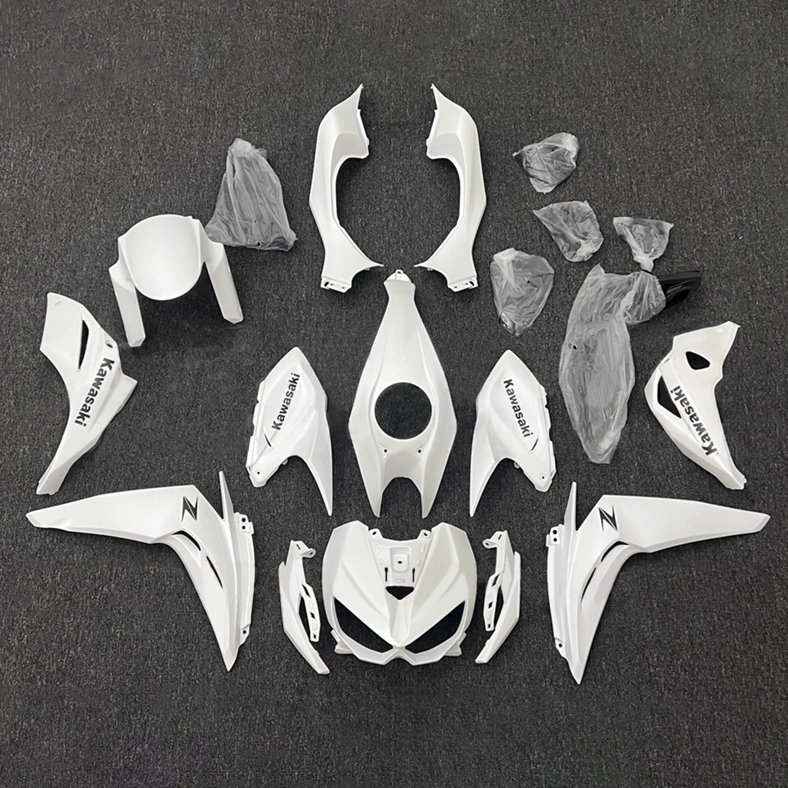 Amotopart 2014–2017 Kawasaki Z1000 weißes Verkleidungsset