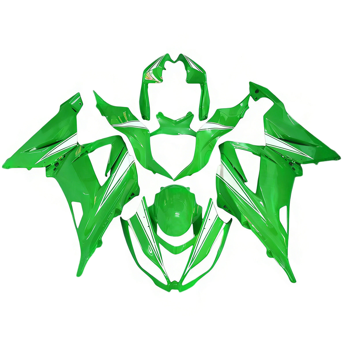Amotopart 2013-2018 Kawasaki ZX-6R 636 Green White Fairing Kit
