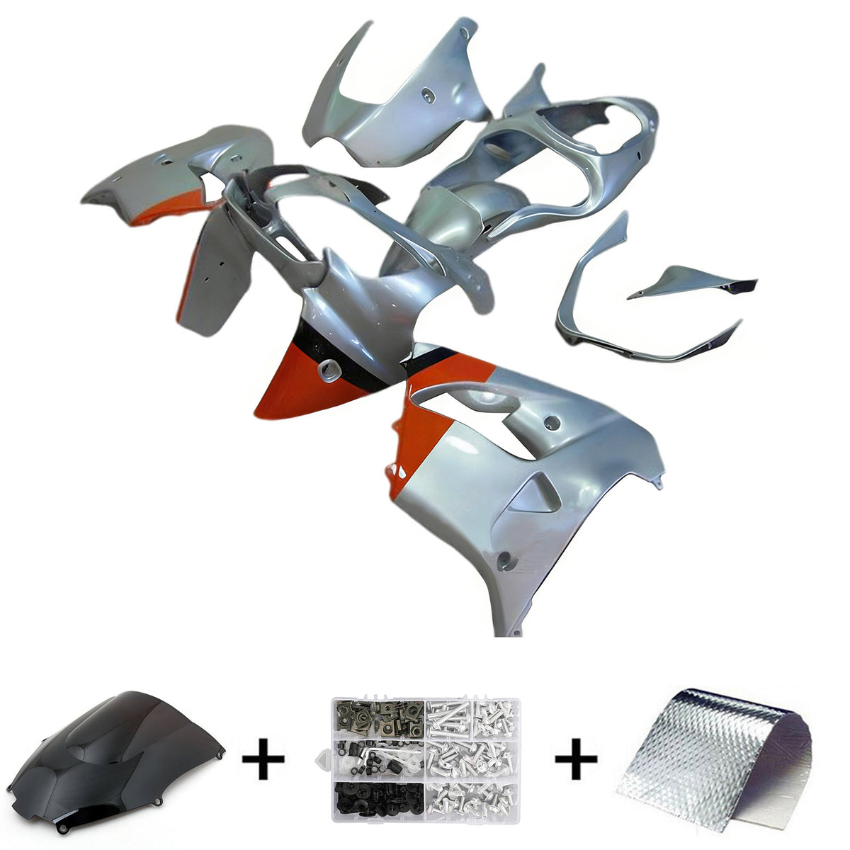 Amotopart 2000-2001 Kawasaki ZX-9R Gray Blue Red White Fairing Kit