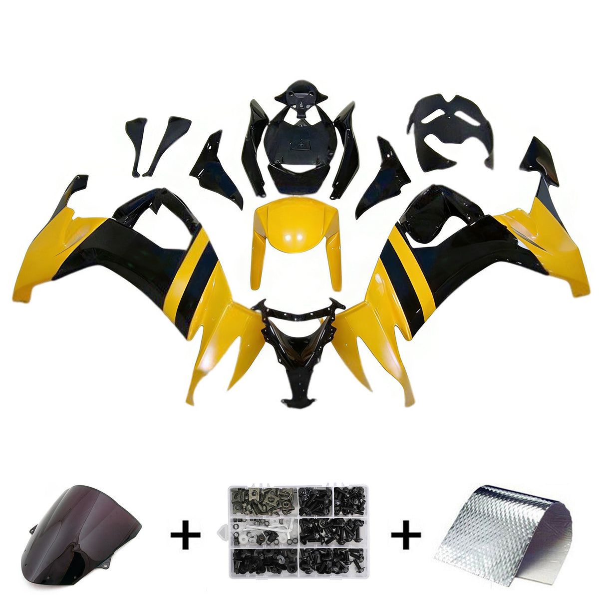 Kit carena Amotopart 2008-2010 Kawasaki ZX-10R giallo nero
