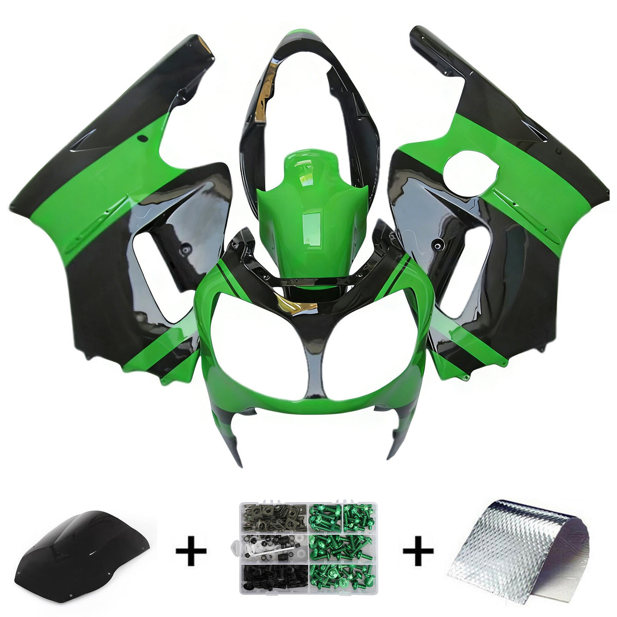 Amotopart 2000-2001 Kawasaki ZX-12R groen zwart grijs wit kuipset
