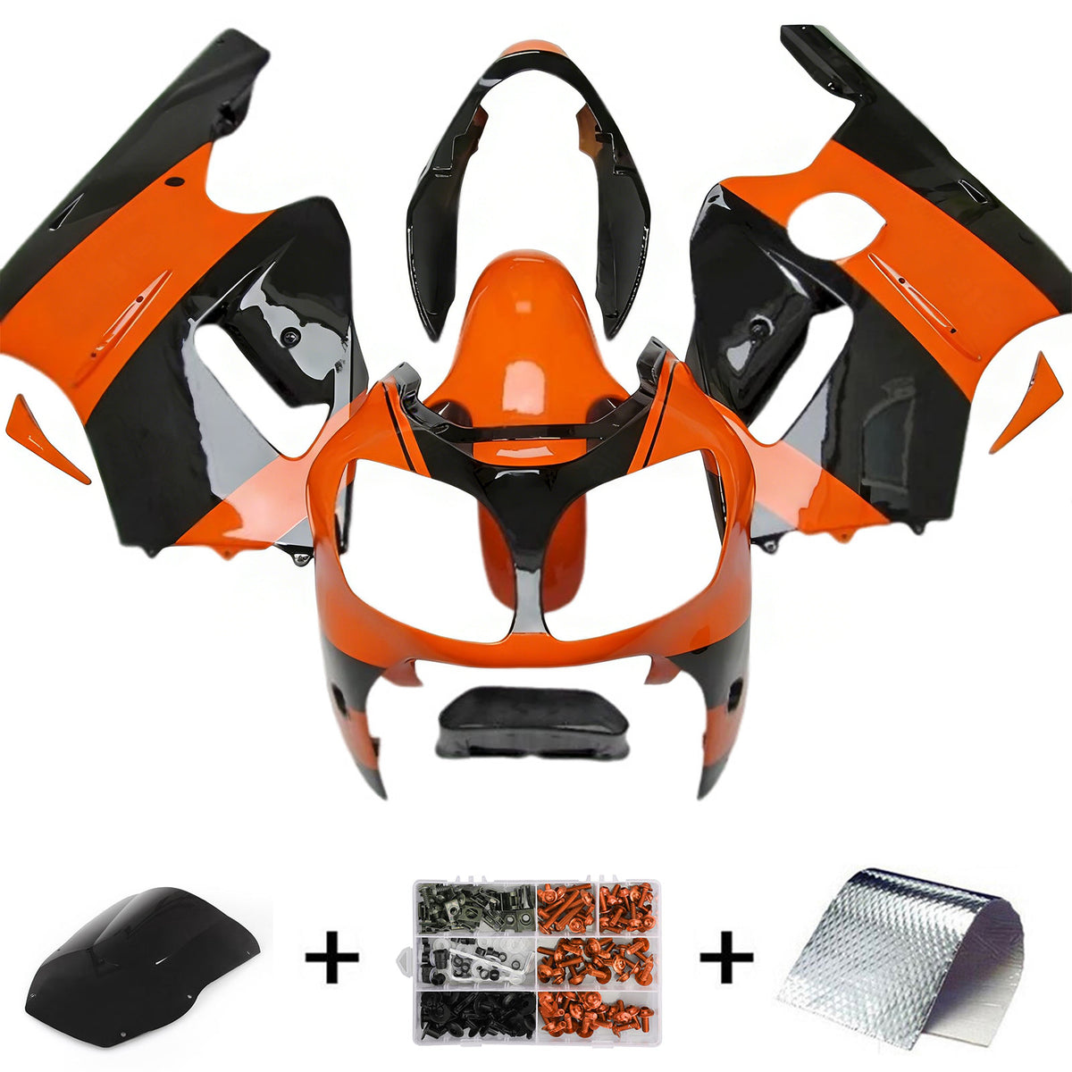 Amotopart 2000-2001 Kawasaki ZX-12R Sort Orange Hvid Fairing Kit