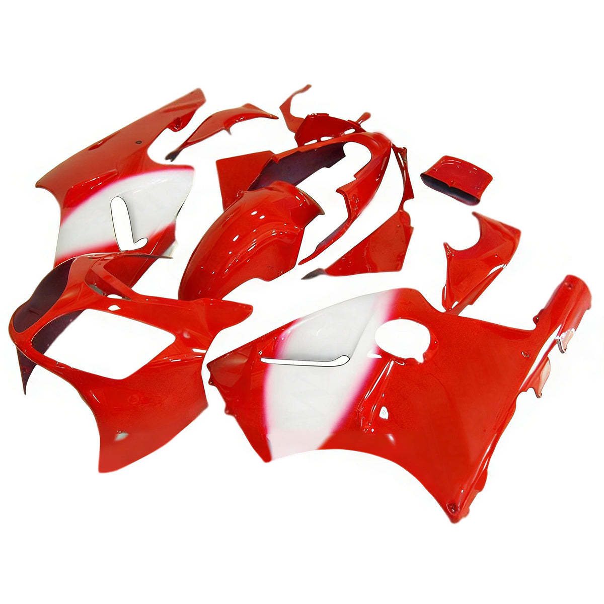 Amotopart 2000-2001 Kawasaki ZX-12R White Red Fairing Kit