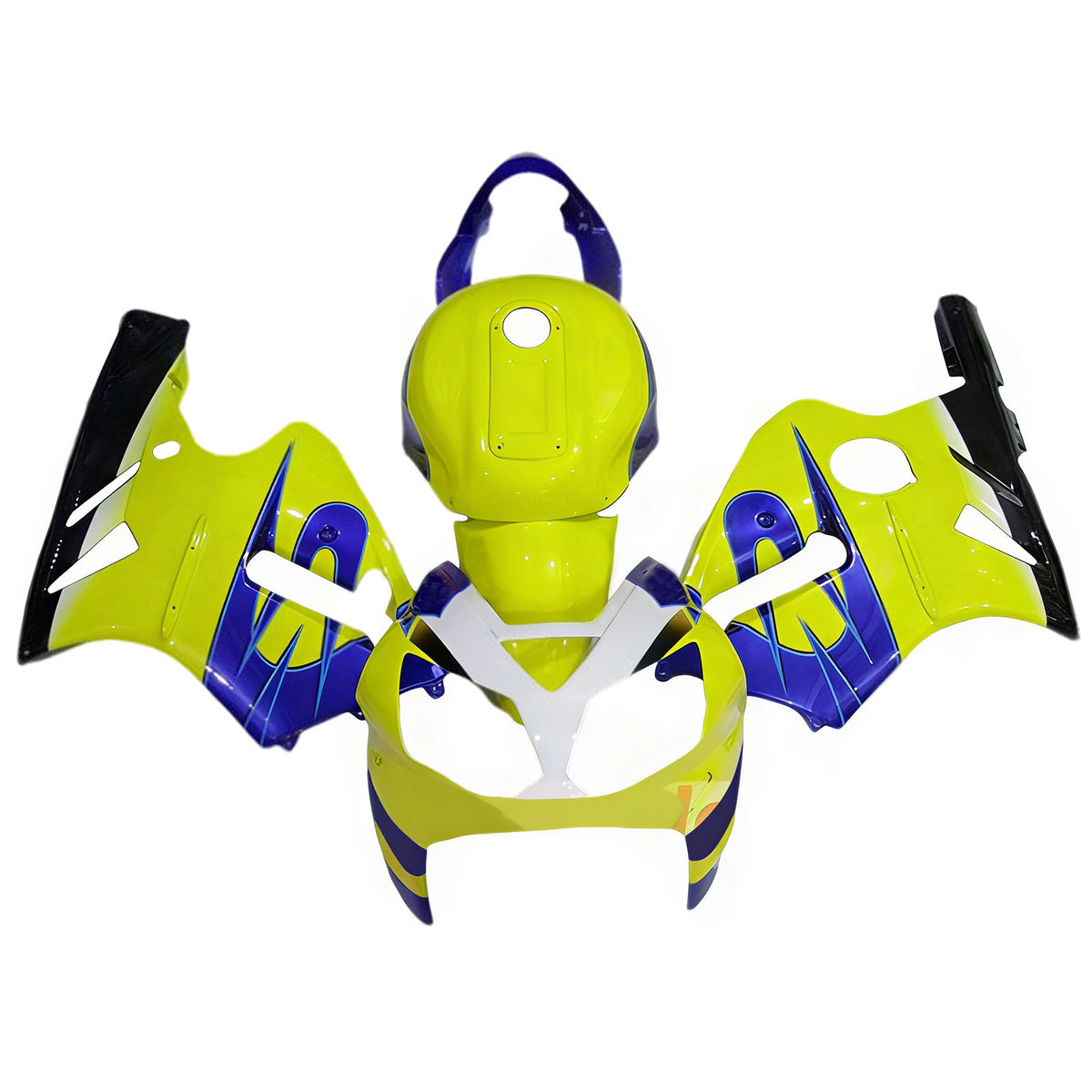 Amotopart 2002-2005 Kawasaki ZX-12R Kit de carénage jaune bleu noir blanc