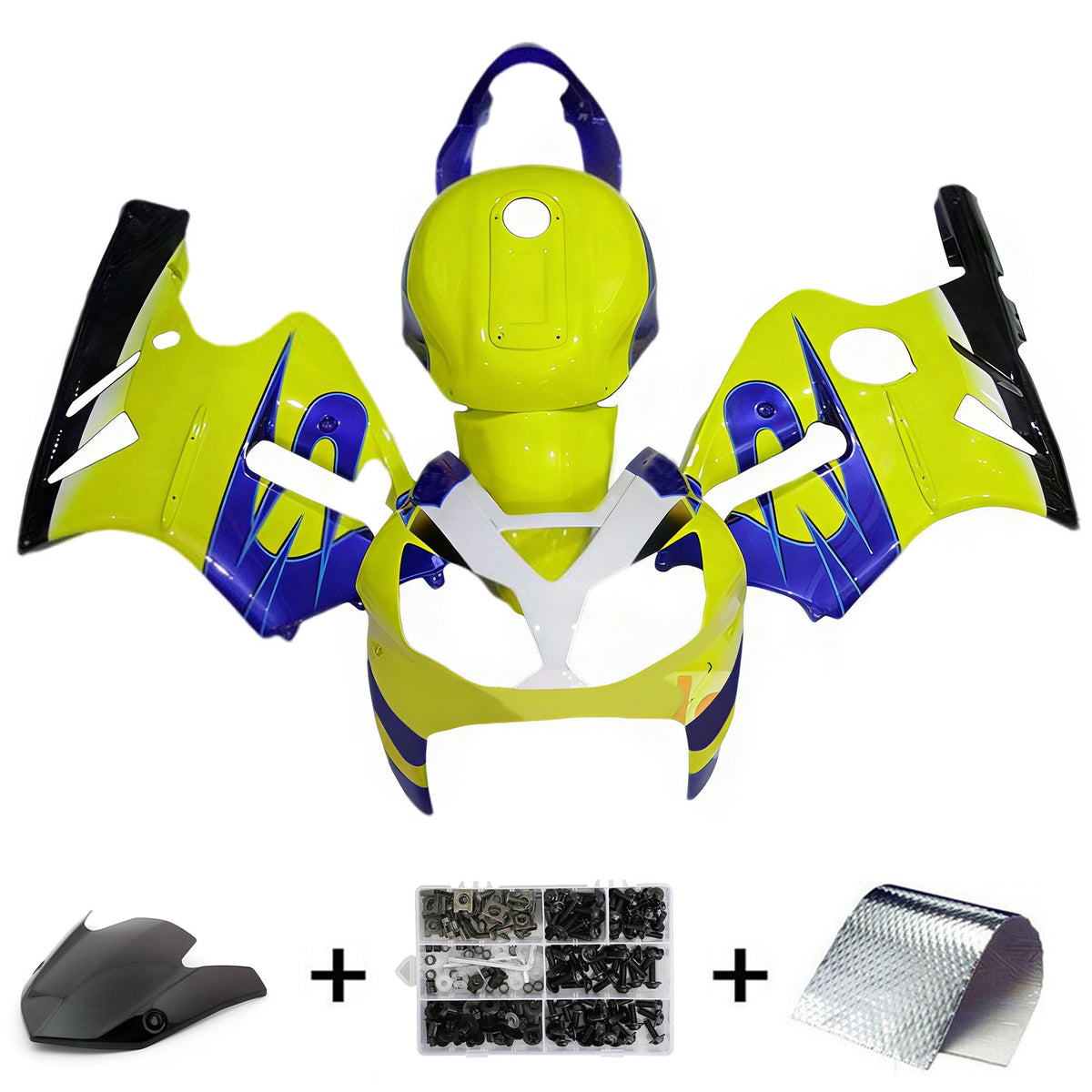 Amotopart 2002-2005 Kawasaki ZX-12R Kit de carenado amarillo azul negro blanco