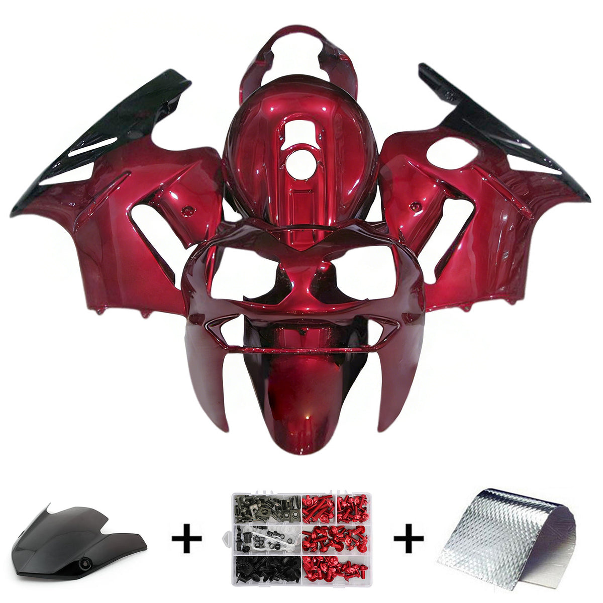Amotopart 2002-2005 Kawasaki ZX-12R Red White Black Fairing Kit