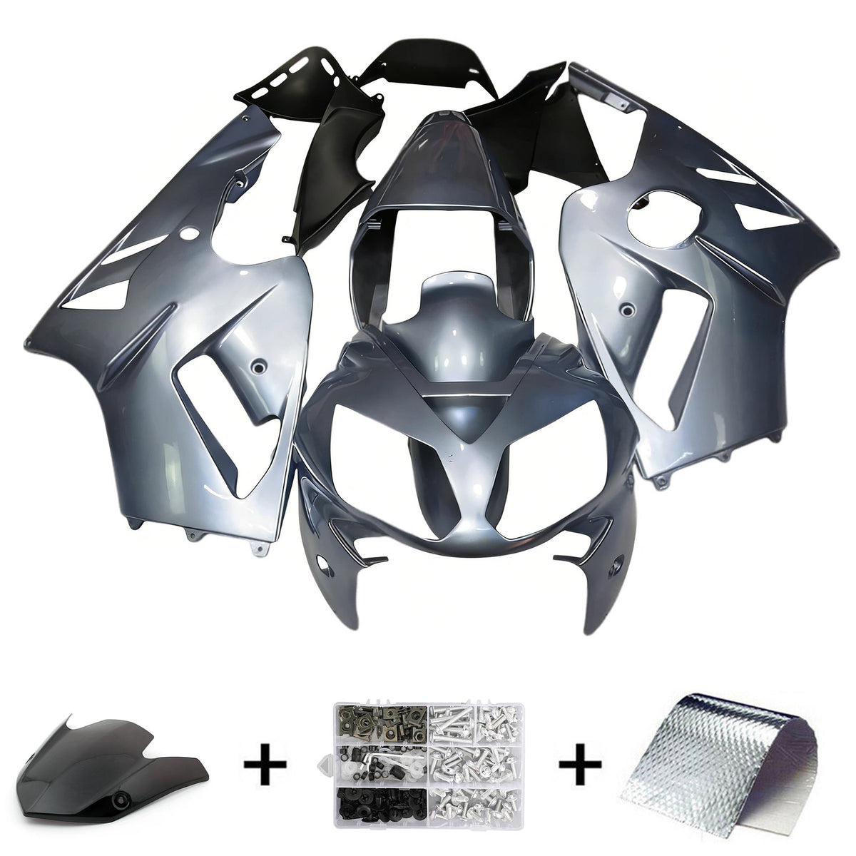 Amotopart 2002-2005 Kawasaki ZX-12R White Black Gray Blue Fairing Kit