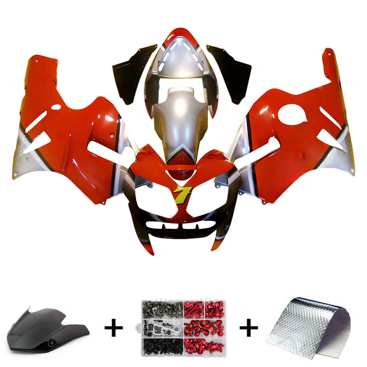 Amotopart 2002-2005 カワサキ ZX-12R レッド オレンジ ホワイト ブラック フェアリングキット
