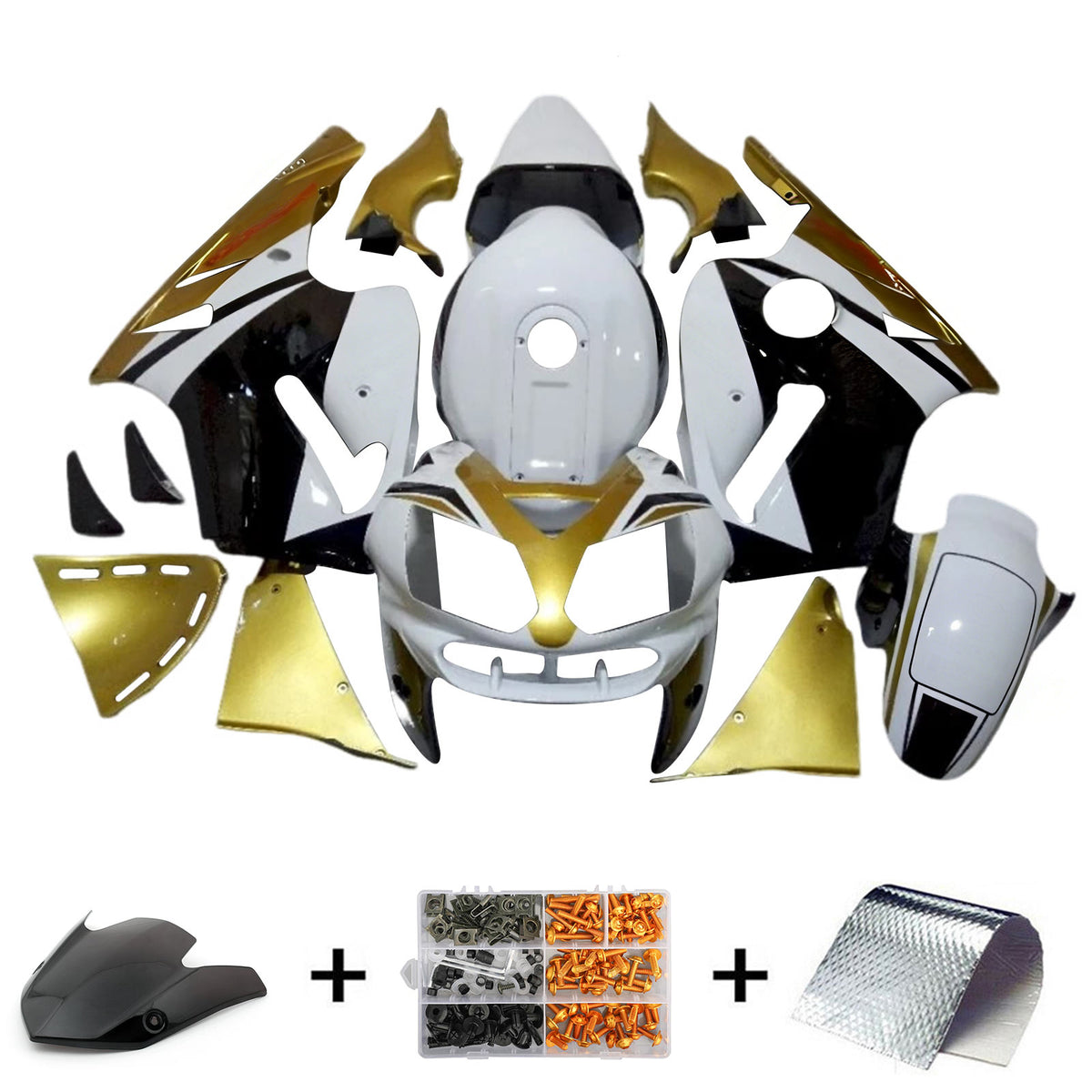 Amotopart 2002-2005 Kawasaki ZX-12R Gray Gold Black White Fairing Kit