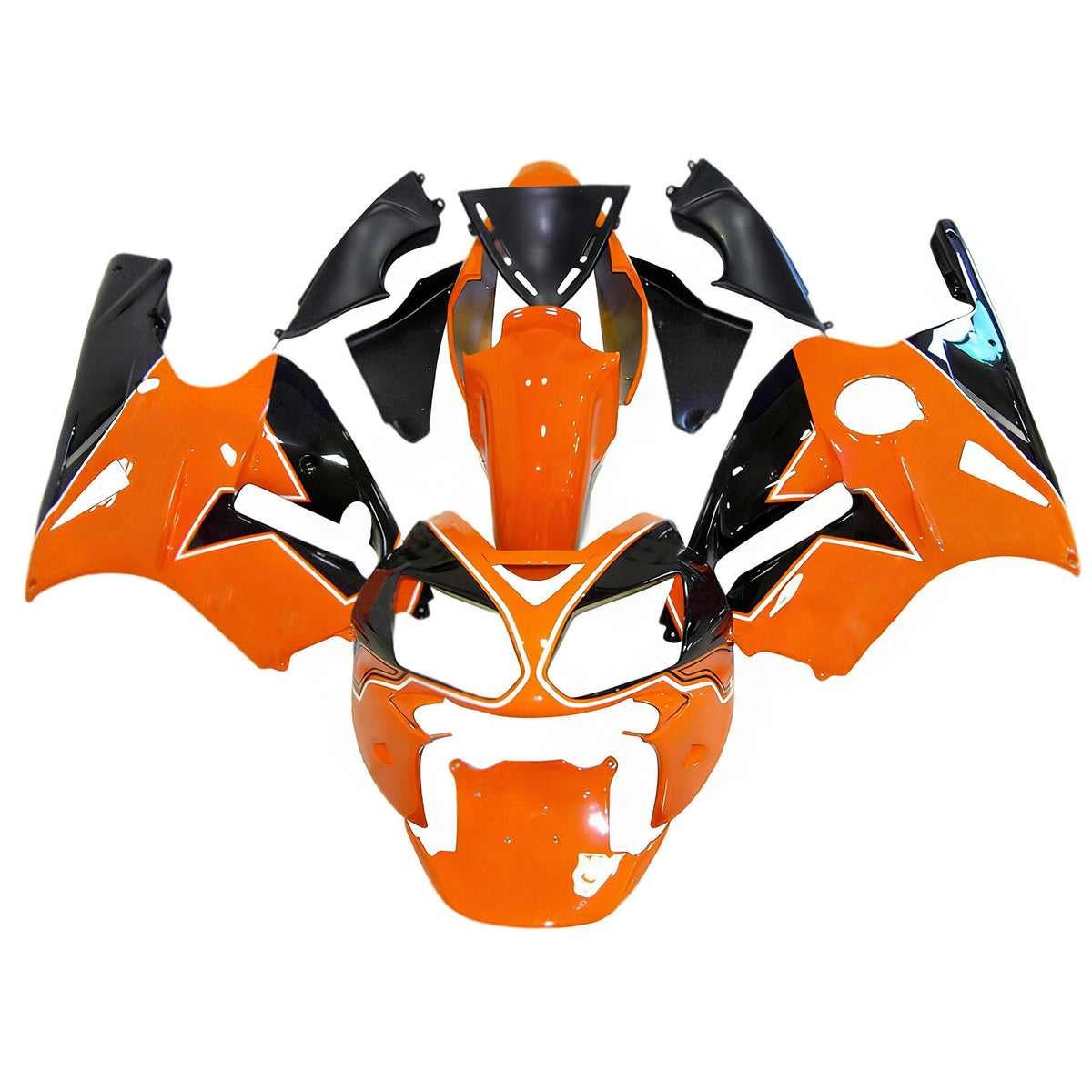 Amotopart 2002-2005 Kawasaki ZX-12R Orange Hvid Sort Fairing Kit