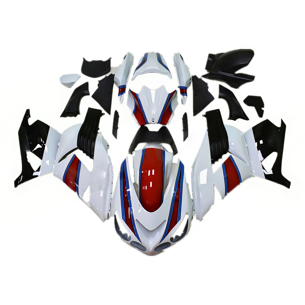 Amotopart 2006-2011 Kawasaki ZX-14R ZZR1400 Black White Red Fairing Kit