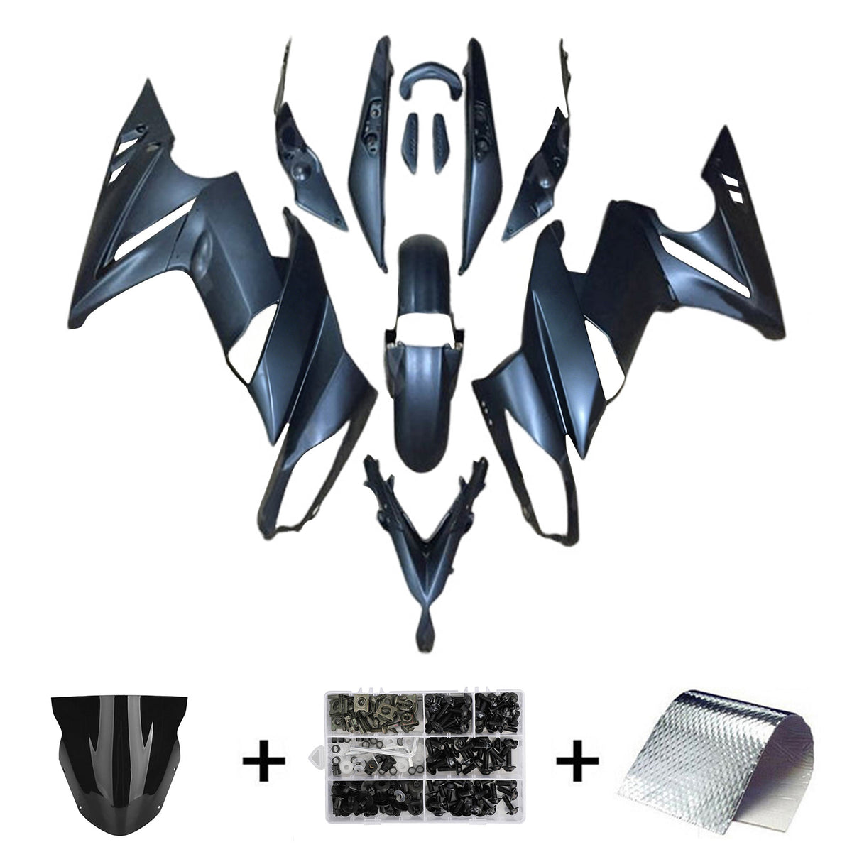 Amotopart 2009-2011 Kawasaki Ninja 650 ER-6F EX650 Kit de carenado gris negro azul blanco