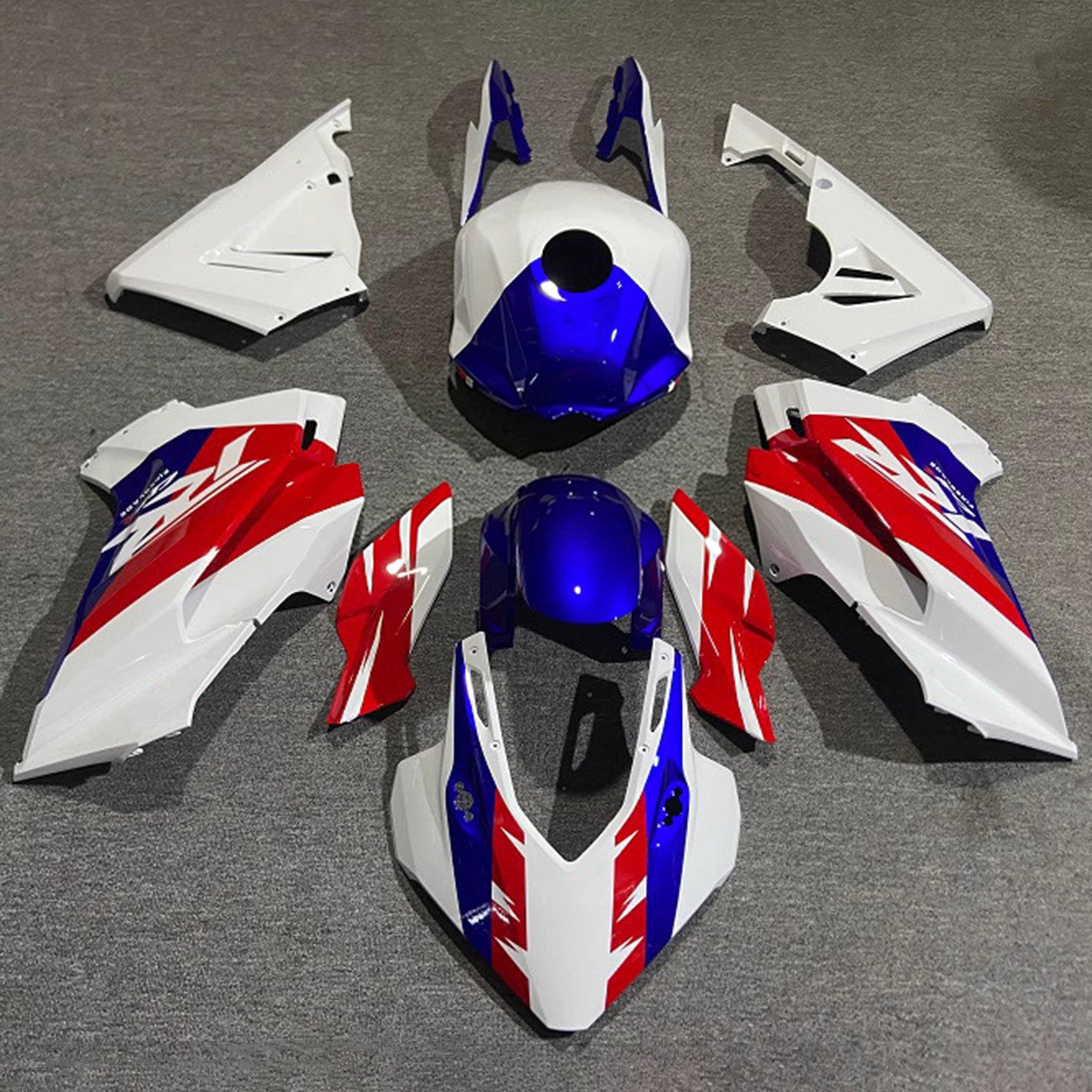 Amotopart 2024–2025 Honda CBR400R CBR500R Weiß/Rot/Blau Verkleidungsset