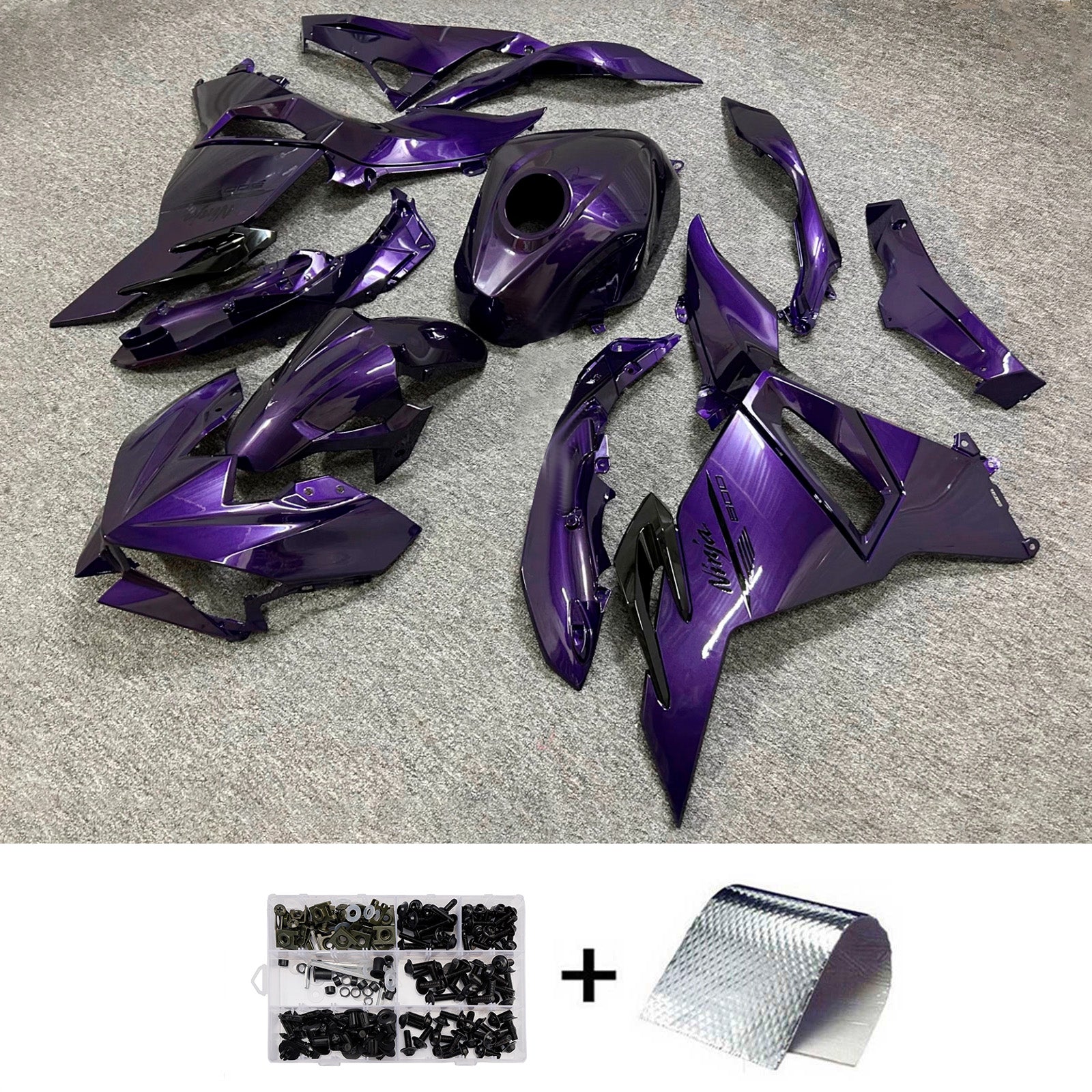 Amotopart 2024-2025 Kawasaki Ninja 500 Glossy Purple Fairing Kit
