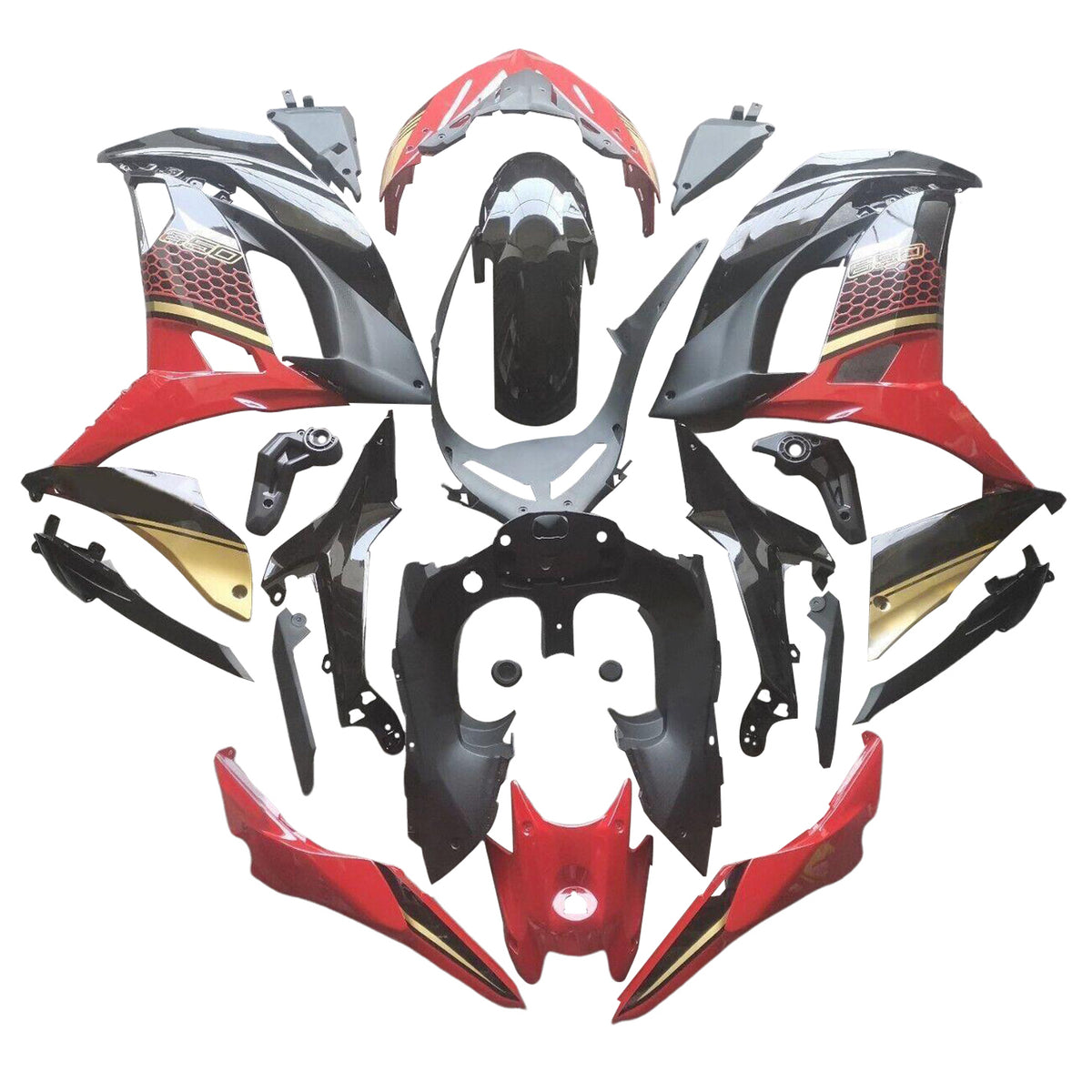Amotopart 2017-2019 Kawasaki ER-6F Ninja 650R Gray Red White Black Fairing Kit