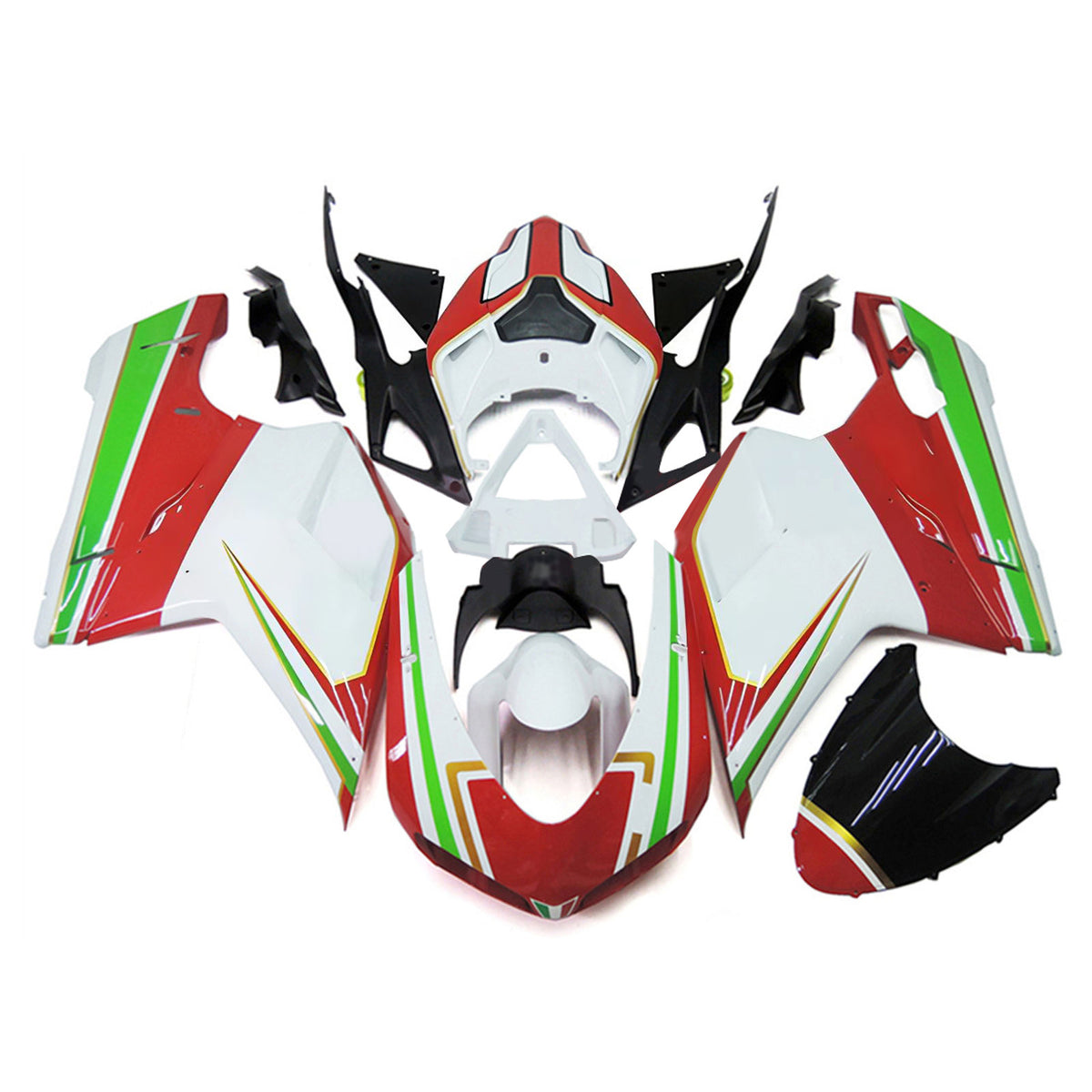 Amotopart 2007-2011 Ducati 1098 1198 848 White Red Fairing Kit