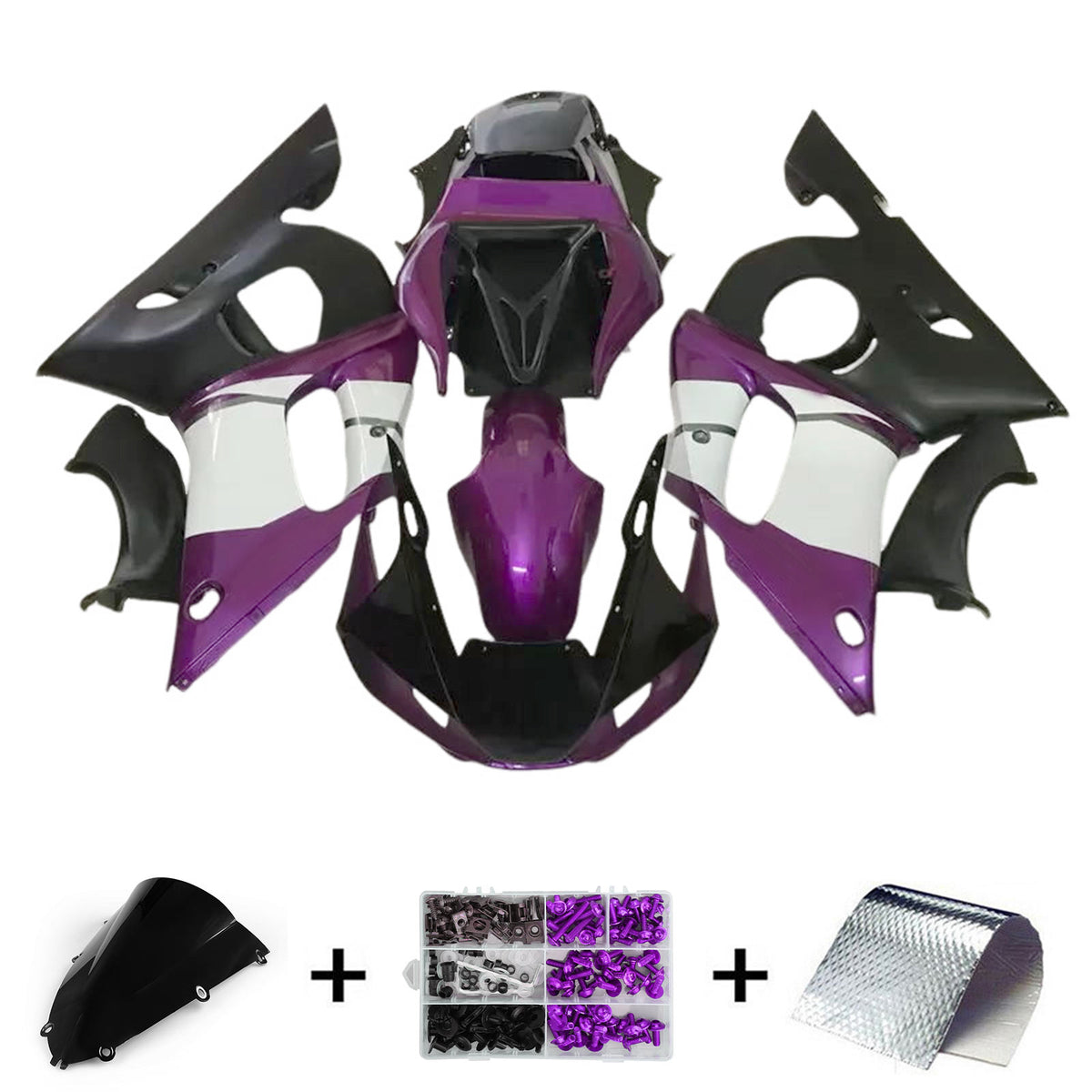 Amotopart 1998-1999 Yamaha YZF-R1 Lilla Hvid Sort Fairing Kit