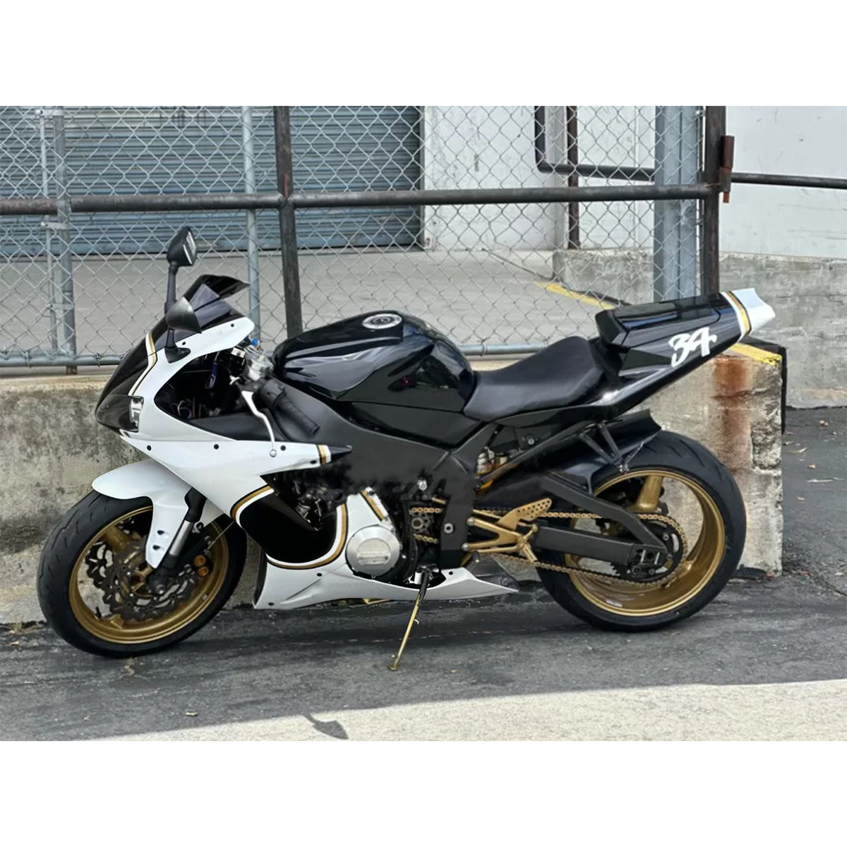 Amotopart 2002-2003 Yamaha YZF-R1 Kit de carénage gris noir blanc