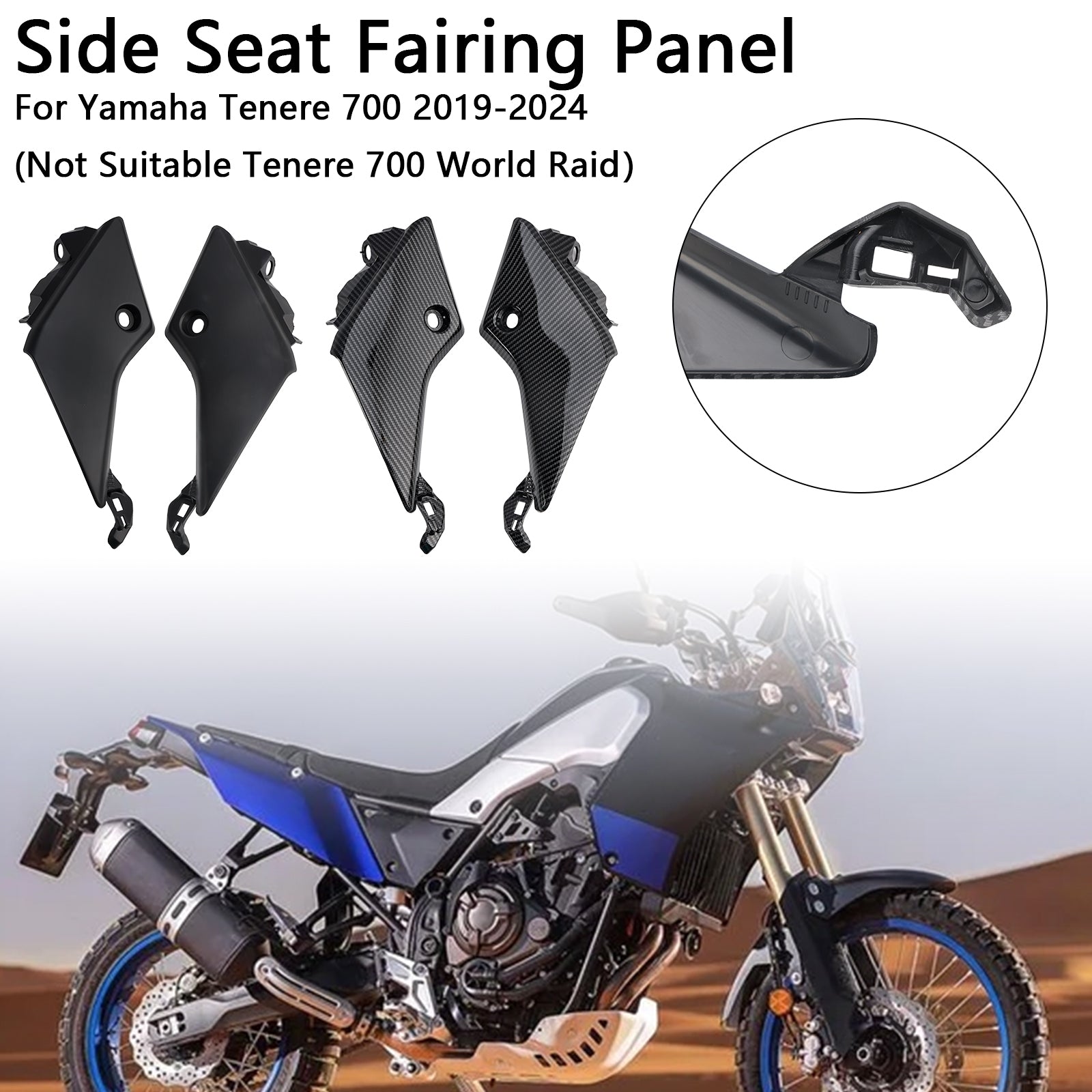 2019-2024 YAMAHA TENERE 700 Painel de carenagem de assento lateral capuz