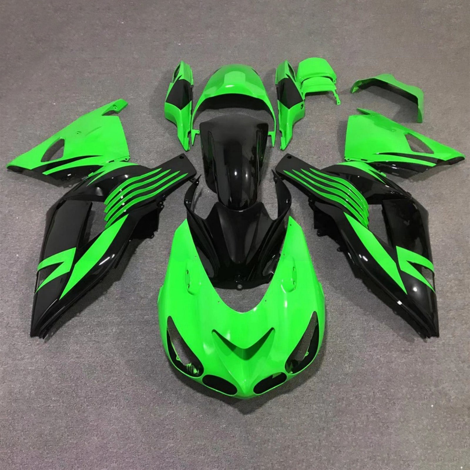 Amotopart 2006-2011 Kawasaki ZX14R ZZR1400 Black Green Fairing Kit