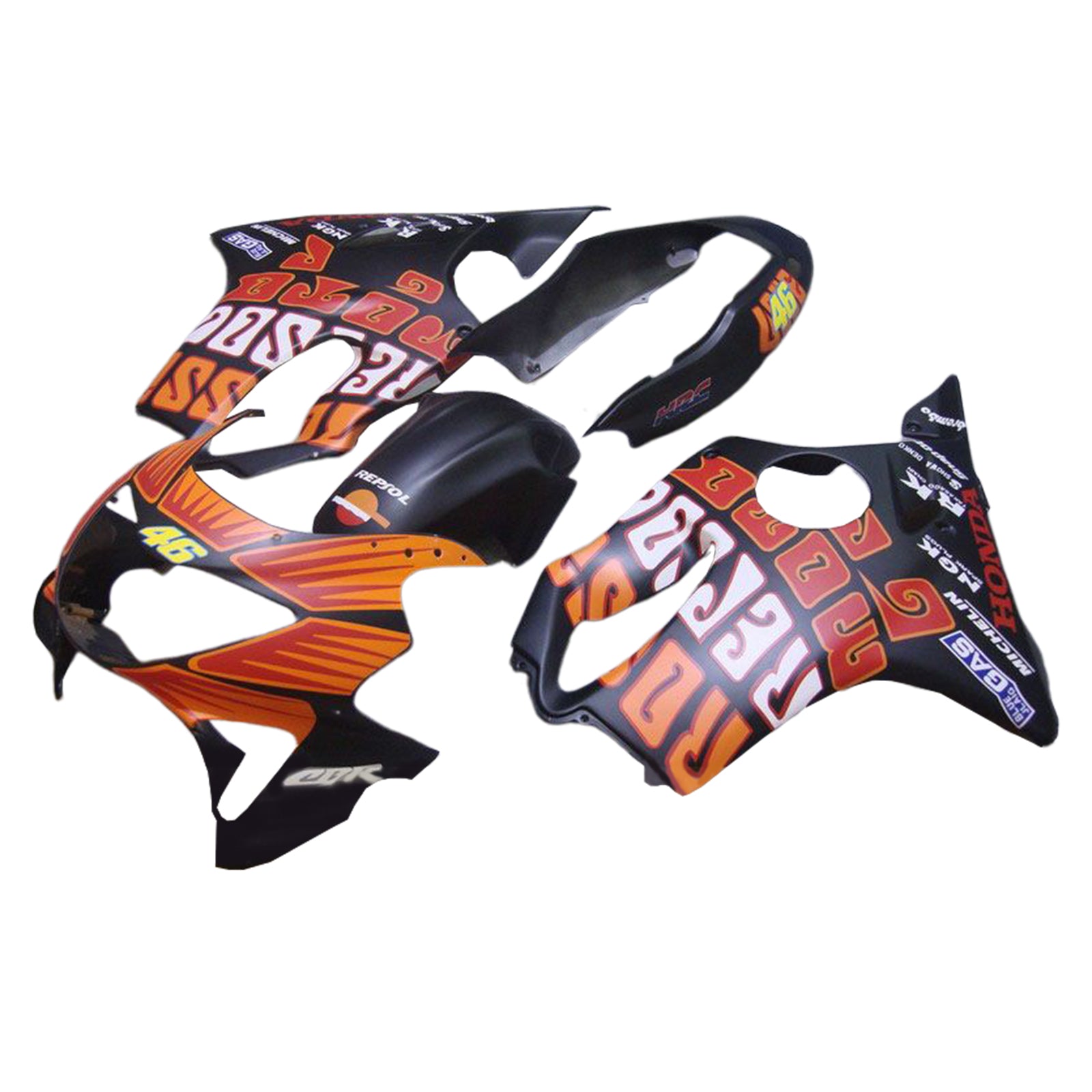 Amotopart 1999-2000 Honda CBR600F4 Black Orange Fairing Kit