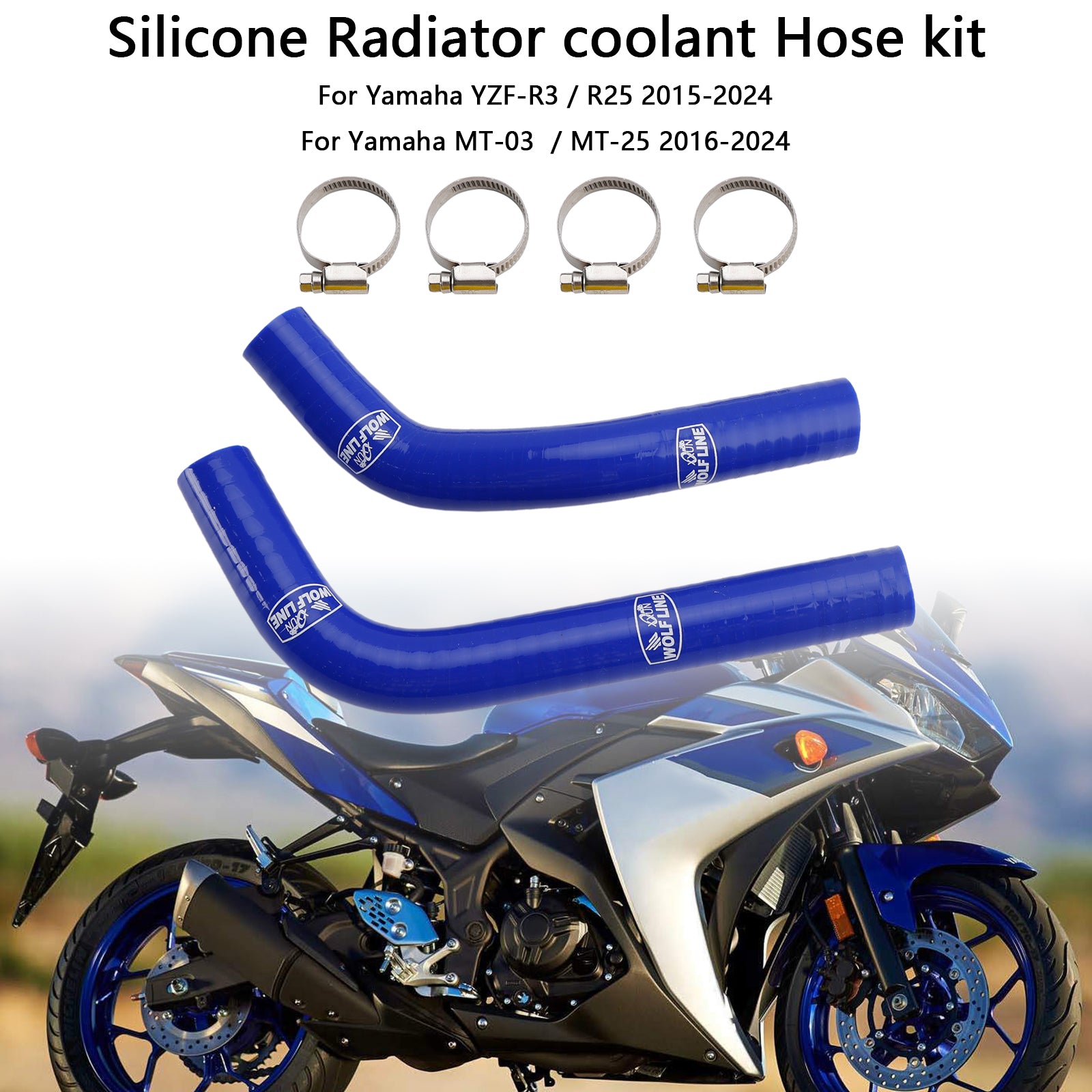 2015-2024 Yamaha MT-03 MT-25 YZF R3 R25 Mangueira de resfriador de radiador de silicone R25