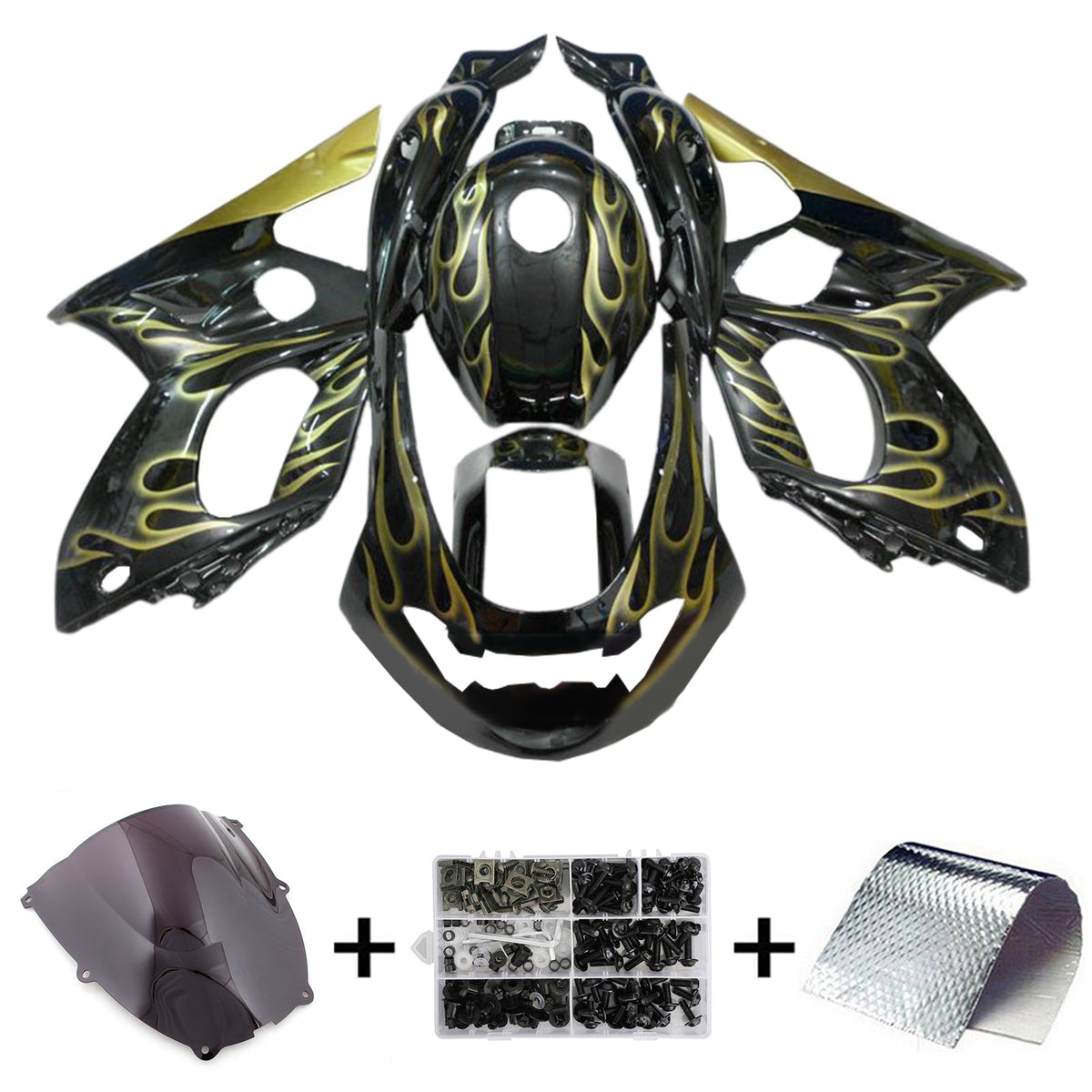 Amotopart 1996-2007 Yamaha YZF 600R Thundercat Black White Yellow Fairing Kit