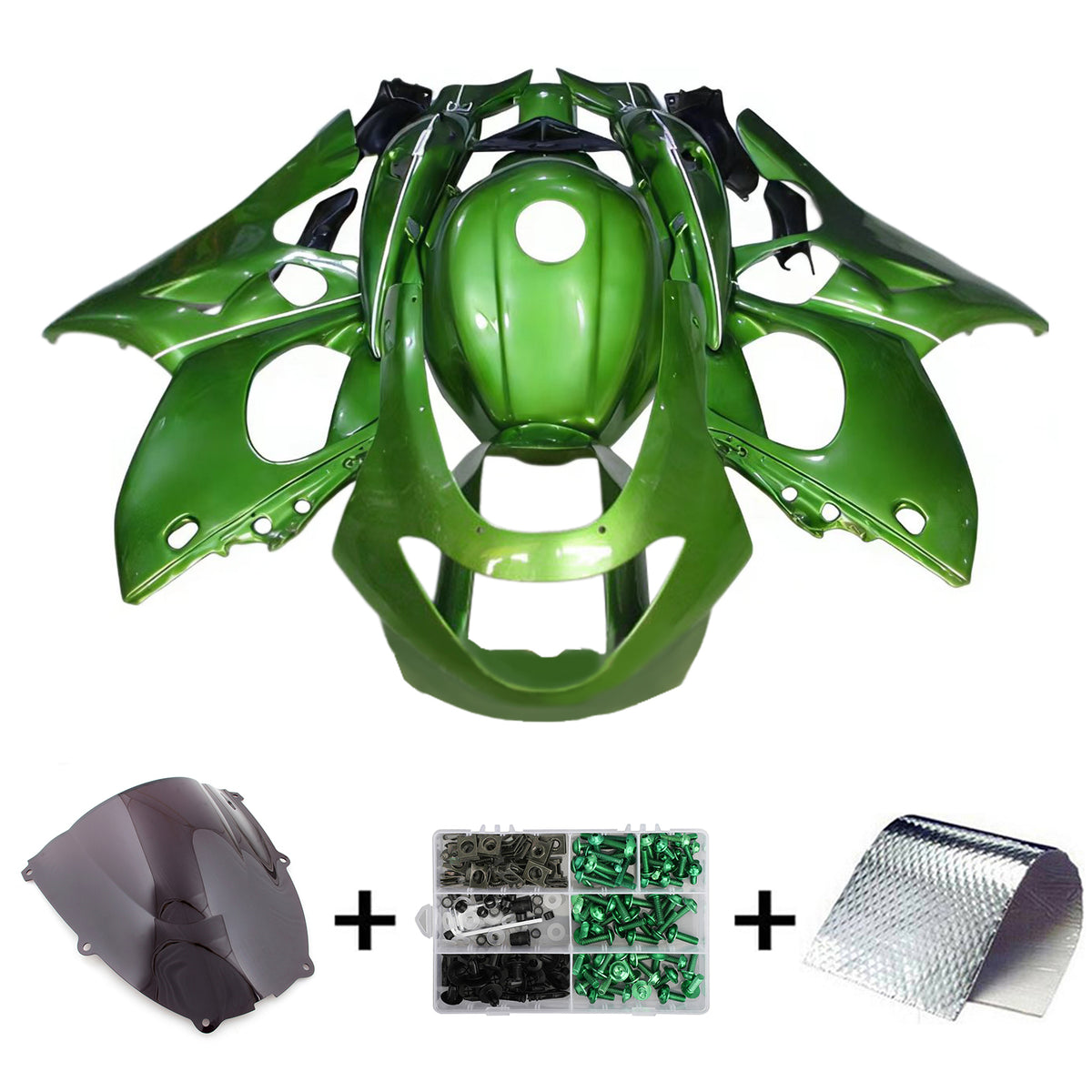 Amotopart 1996–2007 Yamaha YZF 600R Thundercat Weiß Schwarz Grün Verkleidungsset