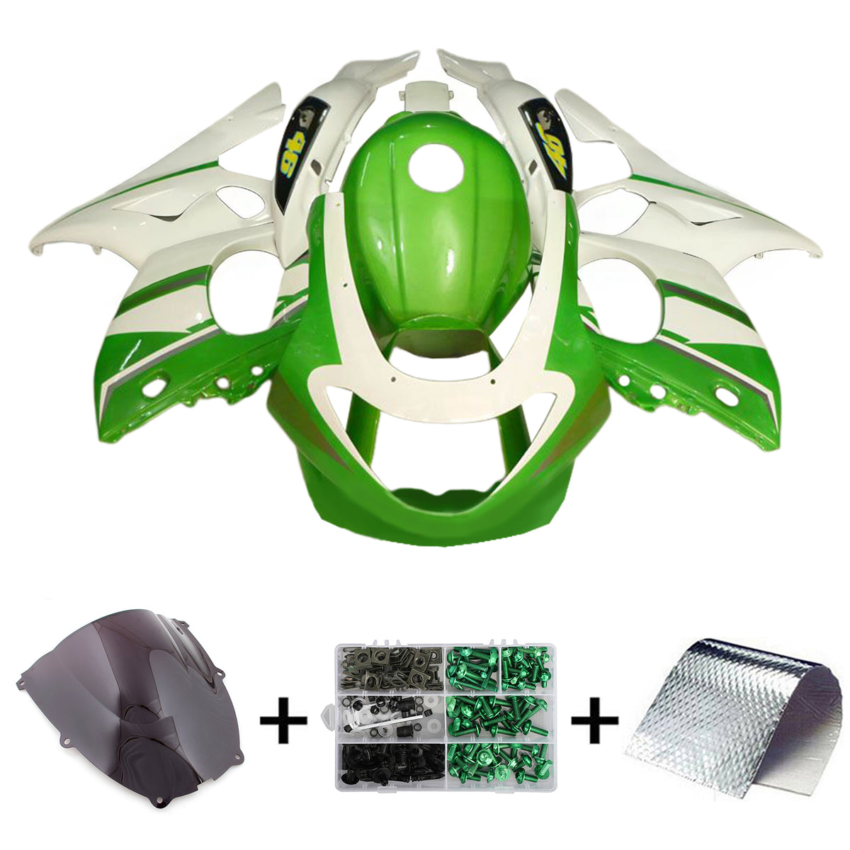 Amotopart 1996–2007 Yamaha YZF 600R Thundercat Gelbgrün Verkleidungsset