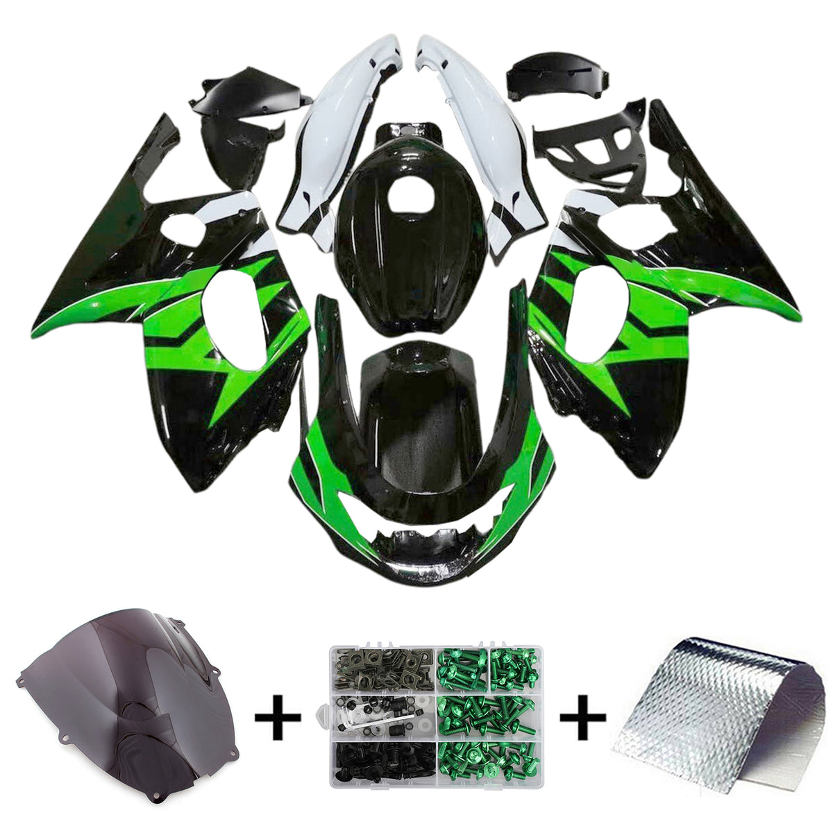 Amotopart 1996-2007 Yamaha YZF 600R Thundercat Green White Black Fairing Kit
