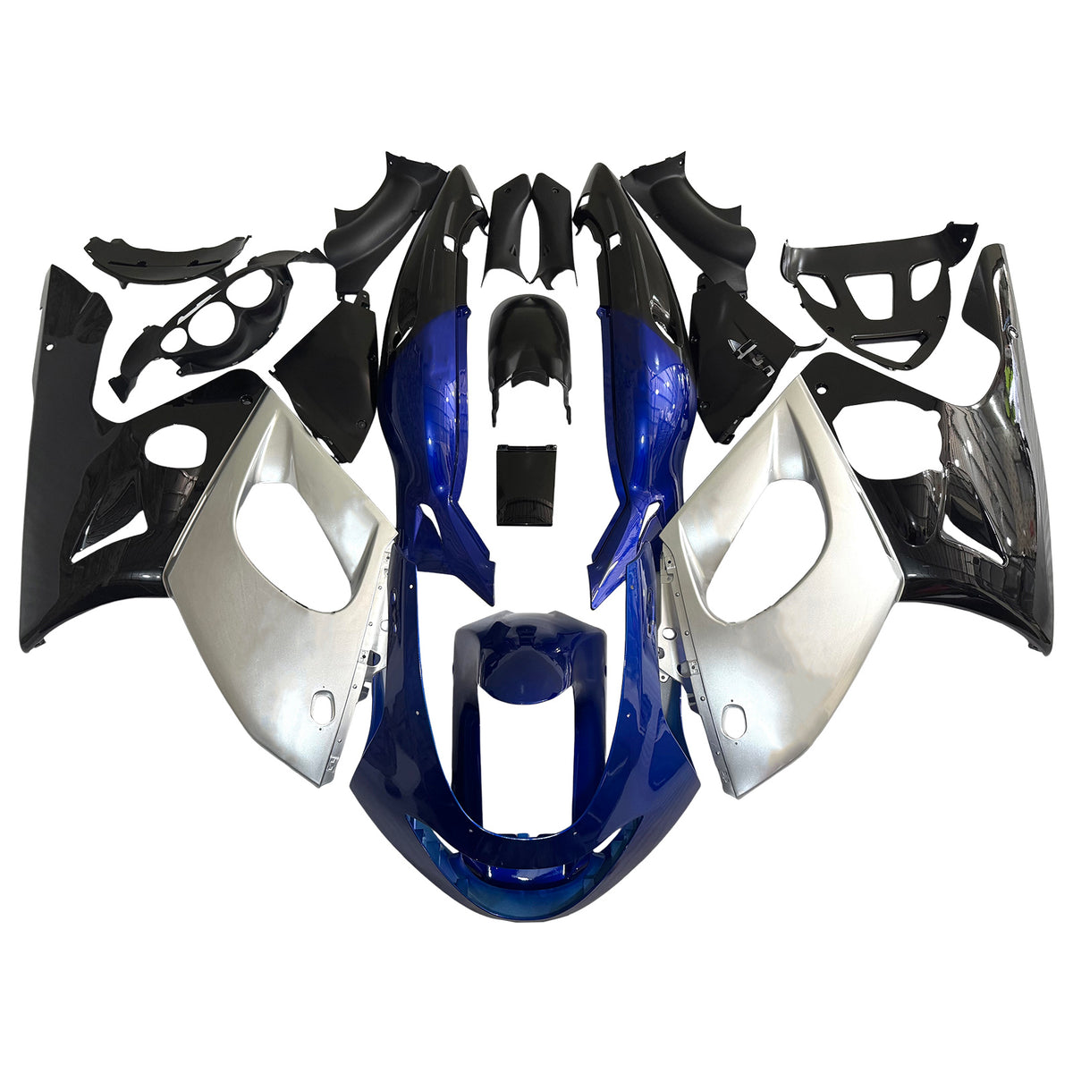 Amotopart 1996–2007 Yamaha YZF 600R Thundercat Schwarz Weiß Blau Grau Verkleidungsset