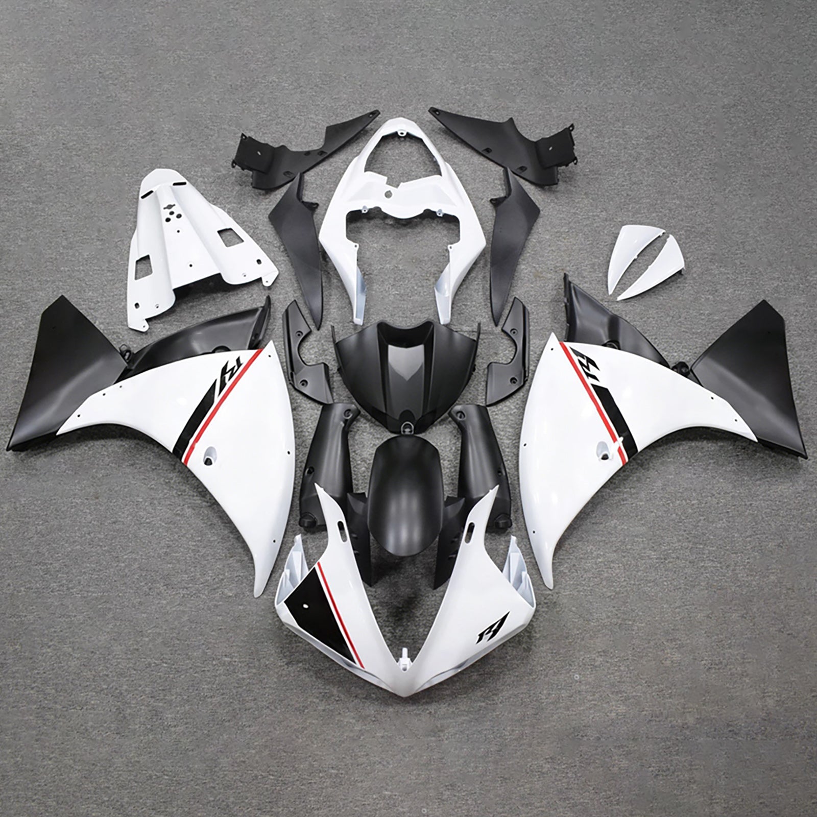 Amotopart 2009-2011 Yamaha YZF-R1 Hvid/Sort Fairing Kit