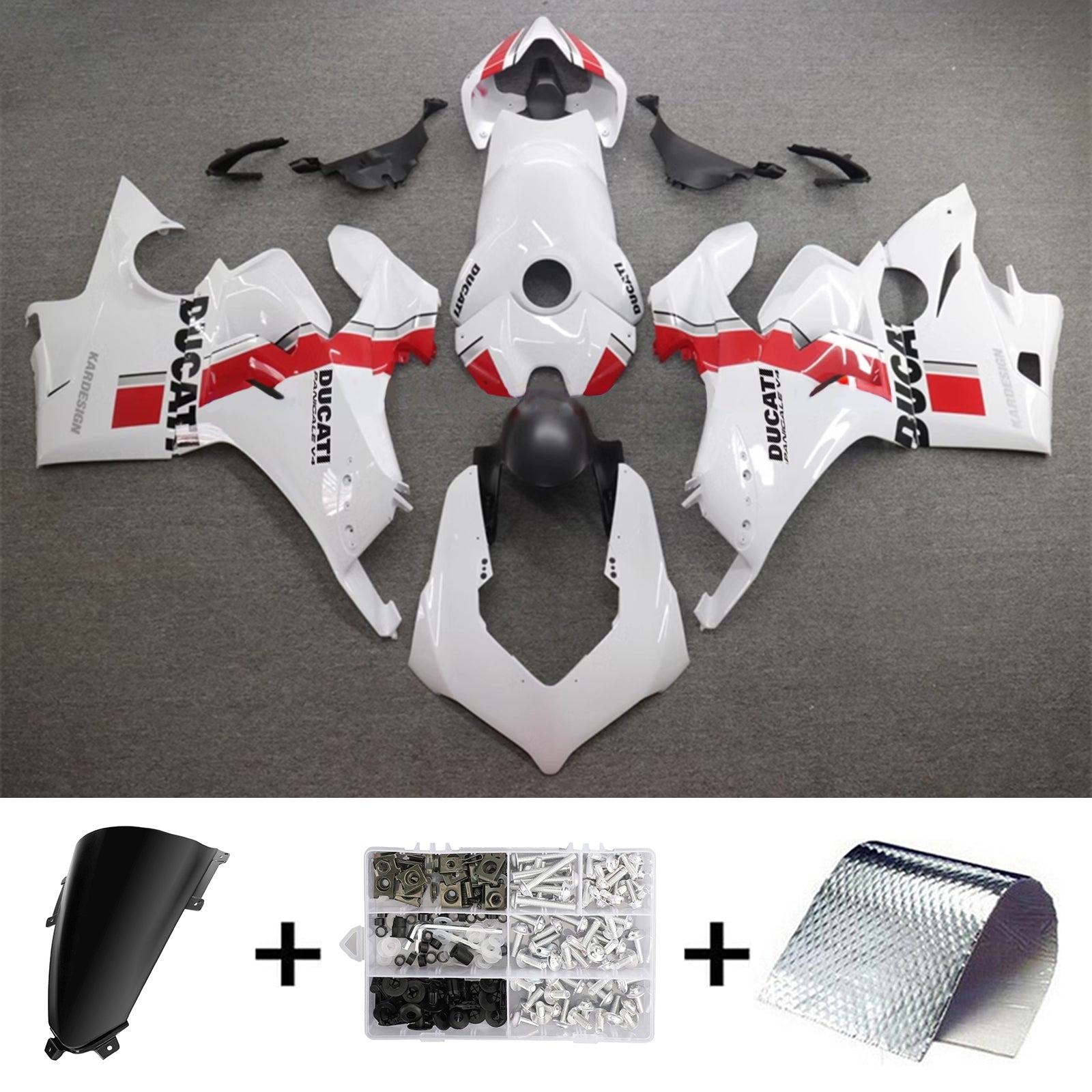 AMOTOPART DUCATI 20-21 PANIGALE V4 V4Sブラックレッドホワイトフェアリングキット