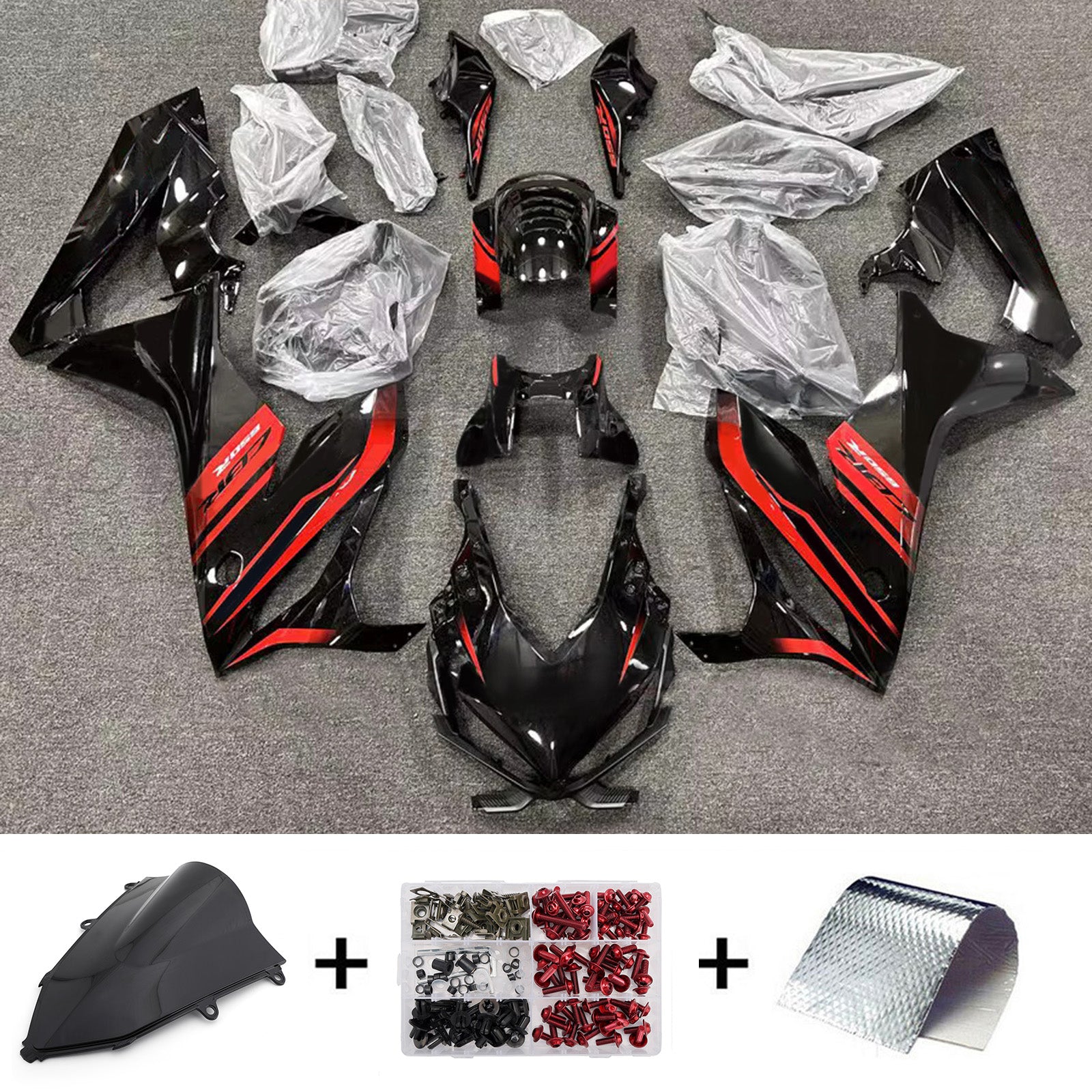 Amotopart 2019-2020 Honda CBR650R Black/Red Fairing Kit