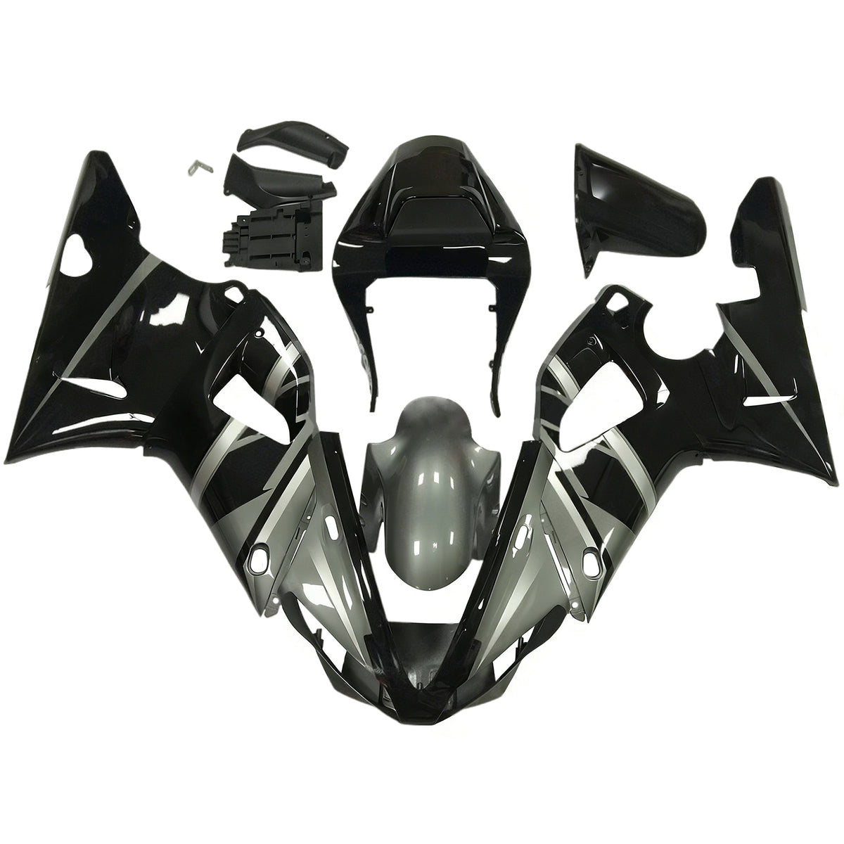 Amotopart 2000-2001 Yamaha YZF-R1 Grå Sort Hvid Fairing Kit