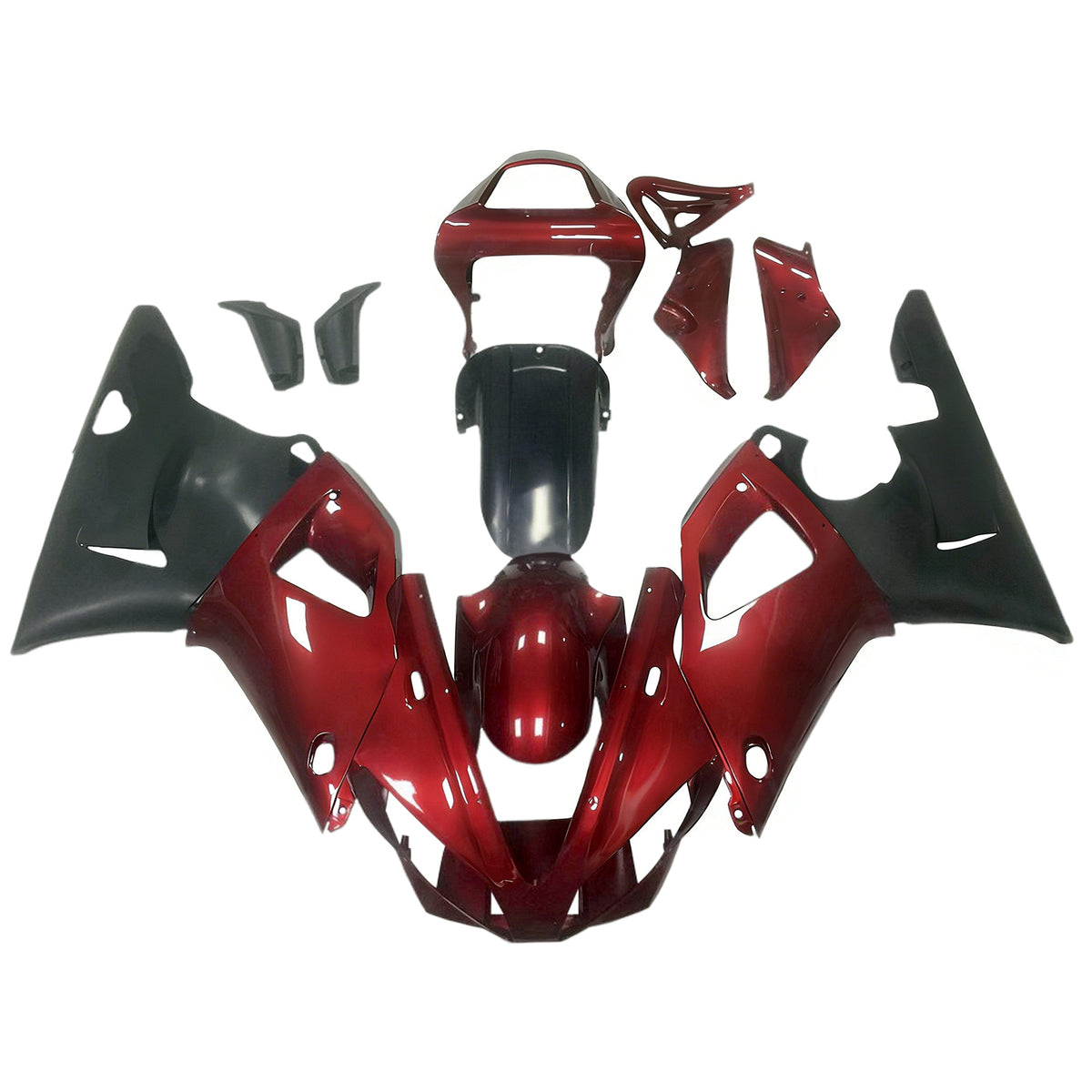 Amotopart 2000-2001 Yamaha YZF-R1 Red White Gray Black Fairing Kit