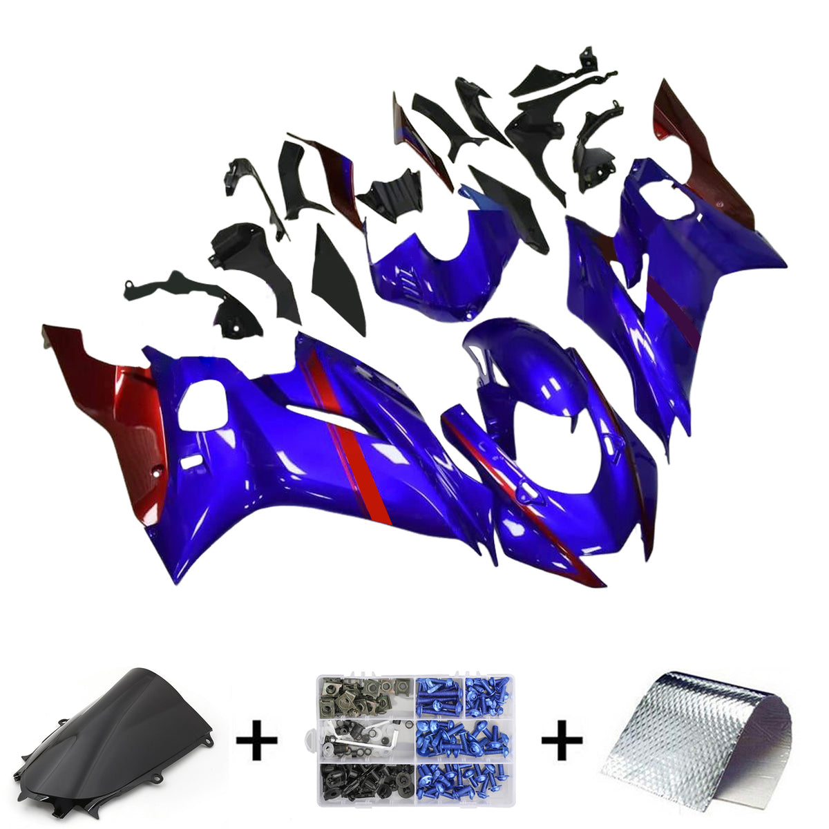 Amotopart 2017-2023 Yamaha YZF-R6 Svart Blå Röd Vit Fairing Kit