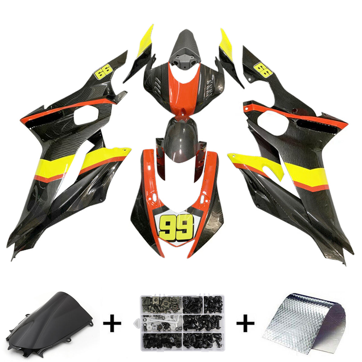 Amotopart 2017-2023 Yamaha YZF-R6 Yellow Black White Fairing Kit