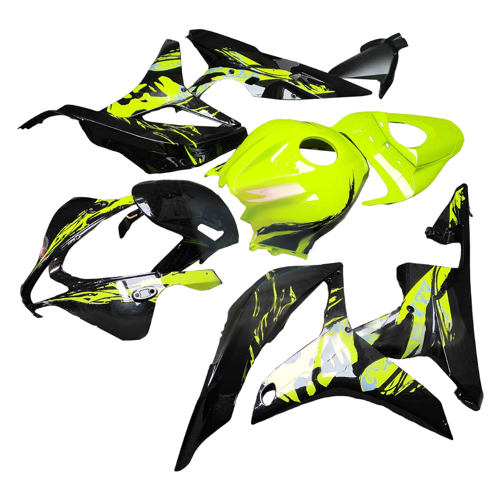 Amotopart 2007-2008 Honda CBR600RR Yellow Black Fairing Kit