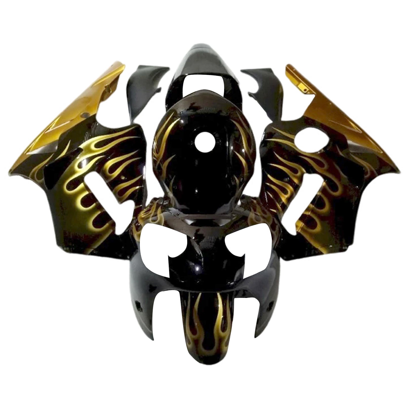 Amotopart 2000–2001 Kawasaki ZX12R, glänzend schwarz & Goldverkleidungssatz